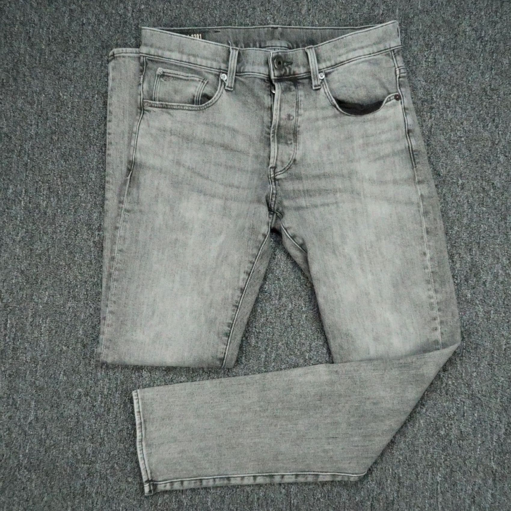 G-Star G-Star 3301 Jeans Mens Slim Straight Denim 5-Pocket Button Fly Gray 31x32 Regular Baggy? Size US 31 - 2 Thumbnail