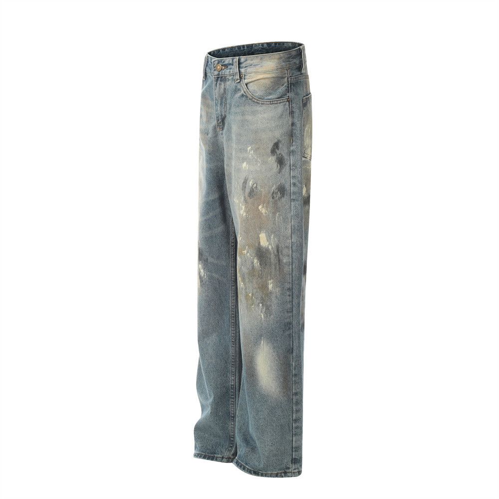 Japanese Brand × Jean Men's hip-hop trendy washed ink-splashed distressed jeans Size US 32 / EU 48 - 2 Thumbnail
