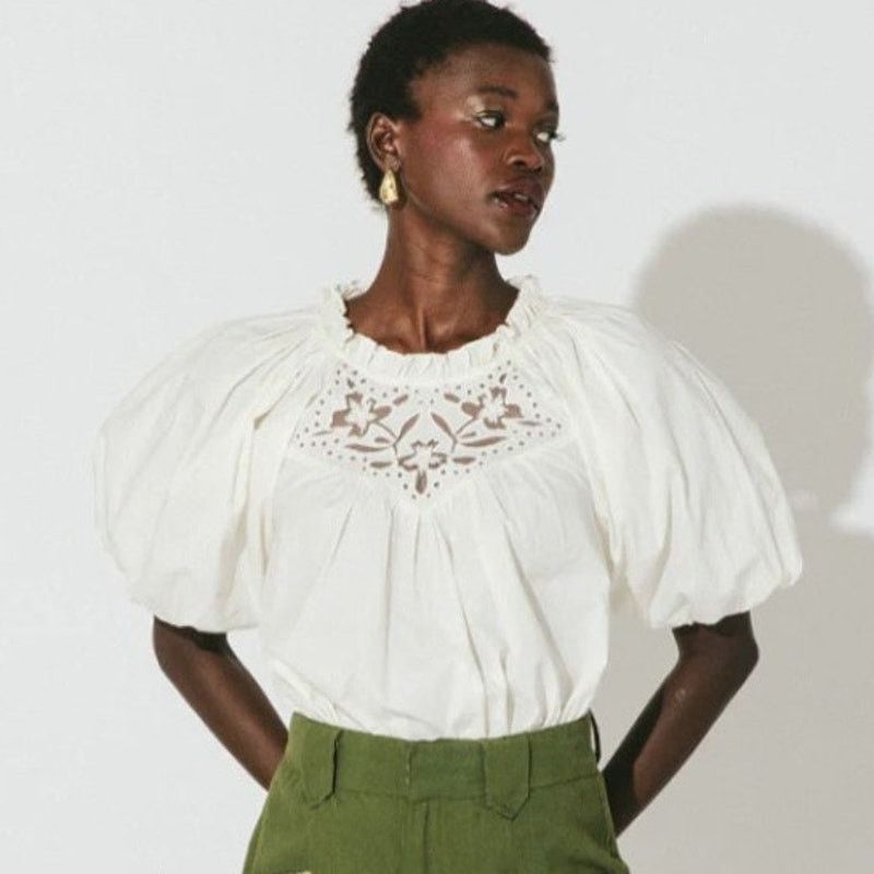 Cleobella Cleobella Women's Organic Cotton Ivory Baylor Blouse S Size S / US 4 / IT 40 - 1 Thumbnail