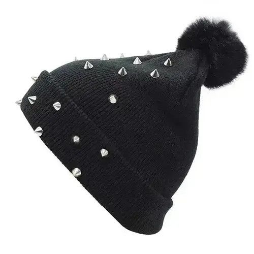 Other Rivet Winter Pompom Beanies Punk Rock Hats Size ONE SIZE - 4 Thumbnail