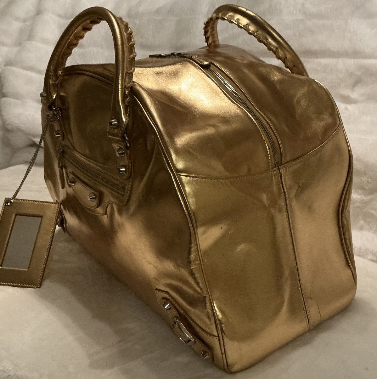 Balenciaga Balenciaga Metallic Gold Bowling Handbag Size ONE SIZE - 2 Thumbnail