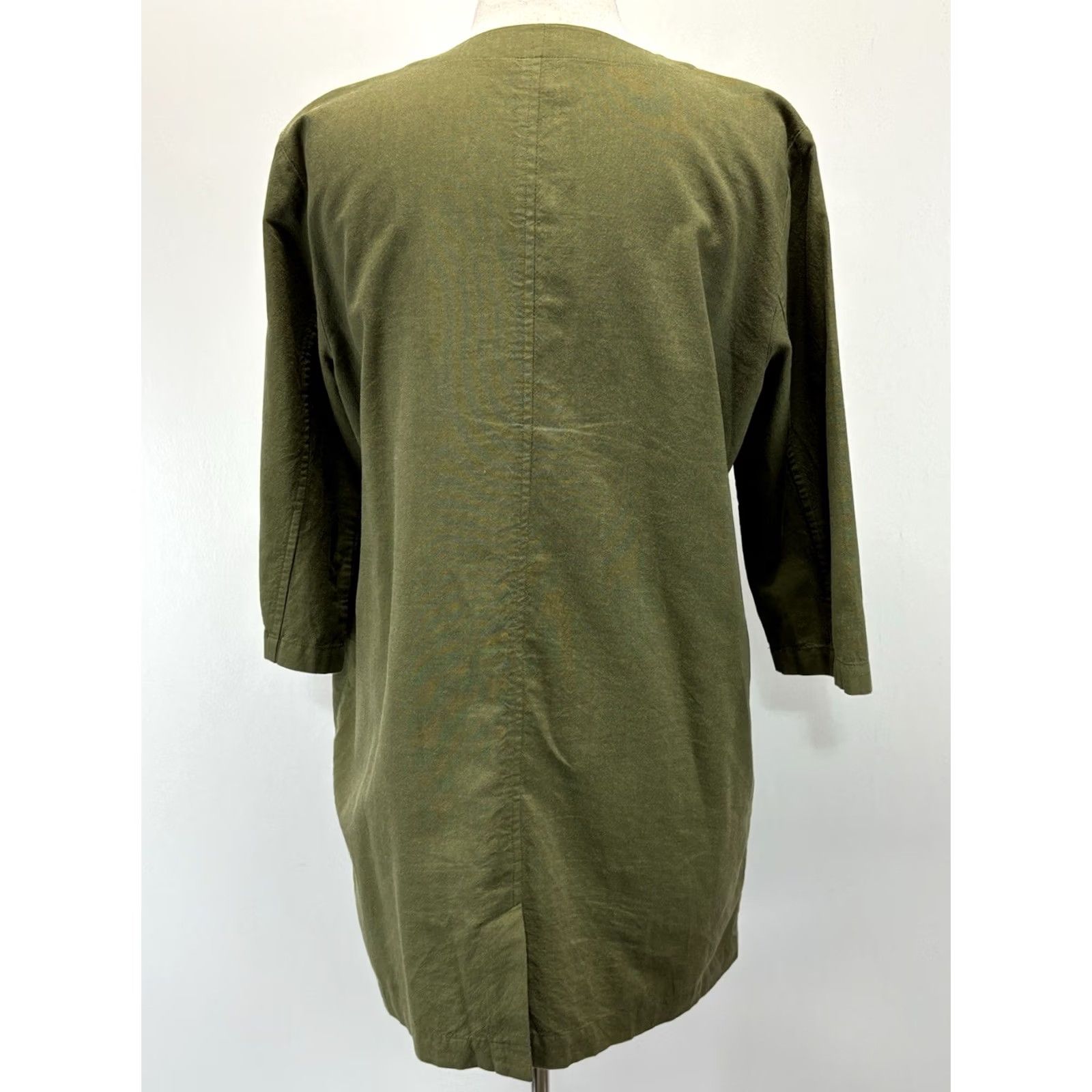 Eileen Fisher Eileen Fisher Jacket Women’s M Green Pockets Organic Cotton Lagenlook Minimalist Regular Open Front 3/4 Sleeve Casual Size M / US 6-8 / IT 42-44 - 3 Thumbnail