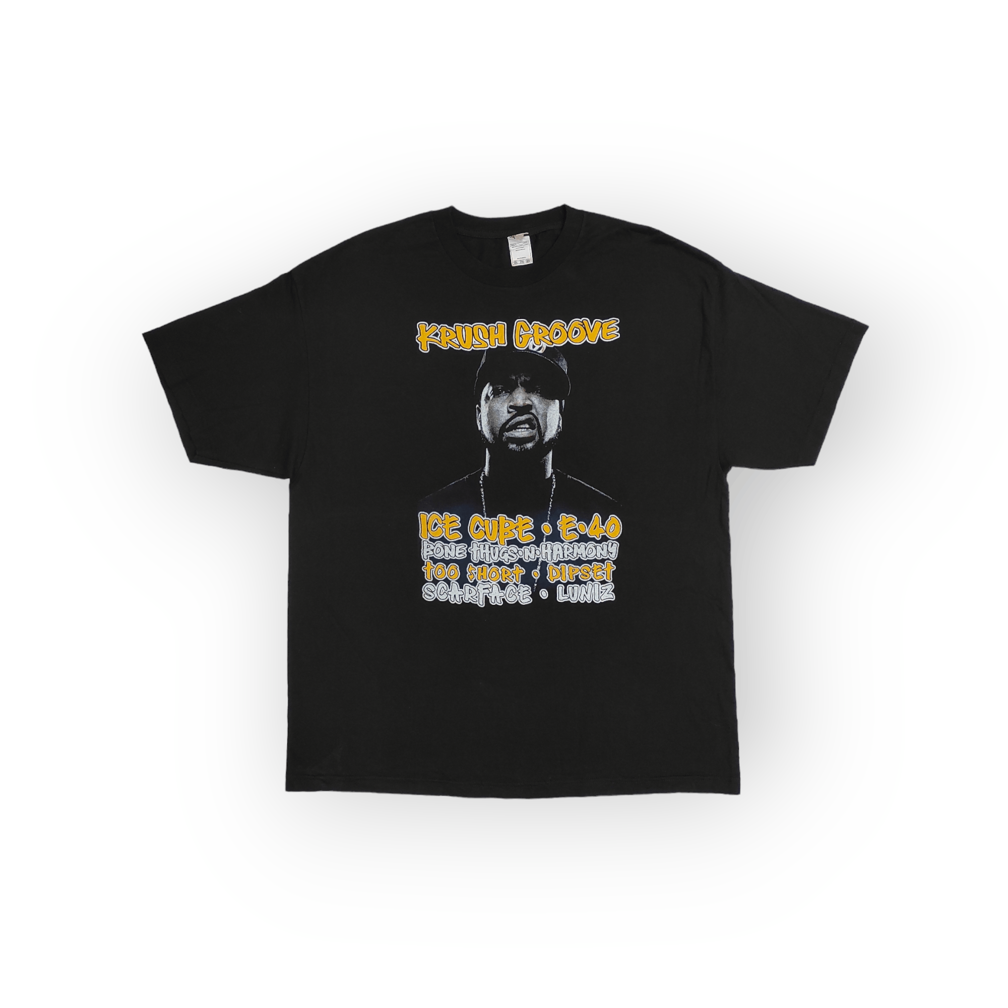 image of Rap Tees 2015 Krush Groove Ice Cube Gangster Grop Promo Tee in Black, Men's (Size 2XL)