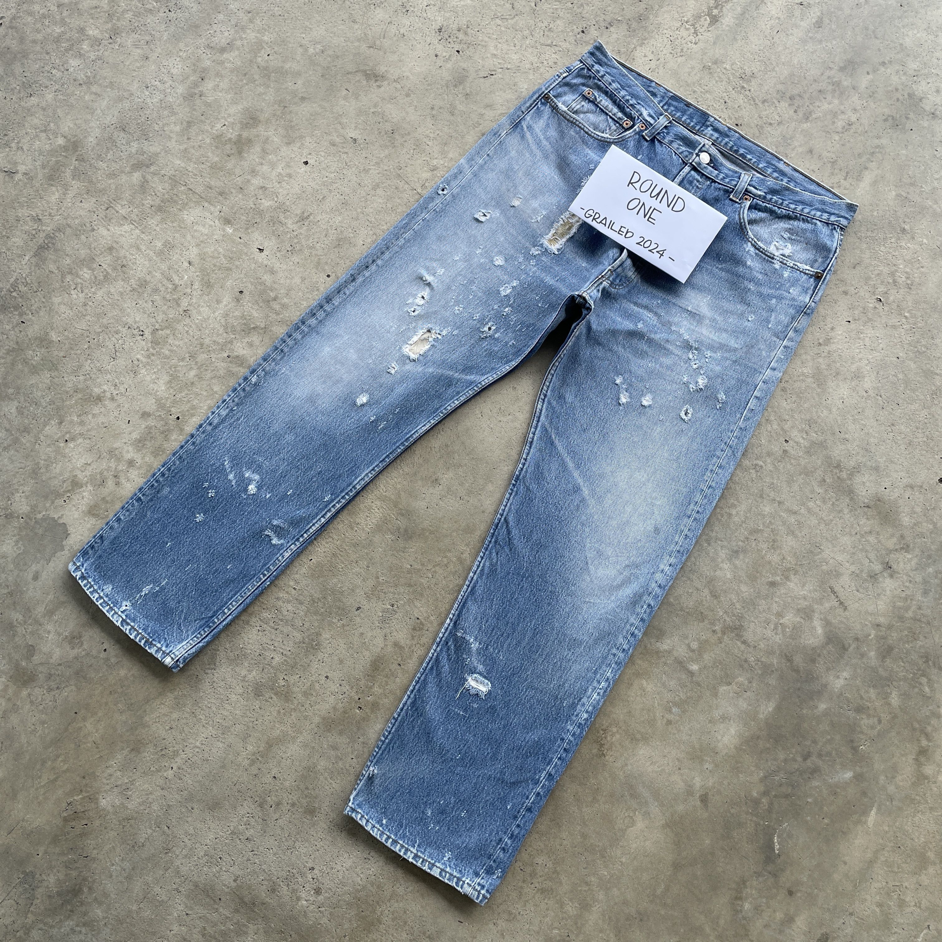 Levi's Vintage Clothing Vintage Levi’s 501 USA Sick Denim Jeans Pants Thrashed W37 Size US 37 - 3 Thumbnail
