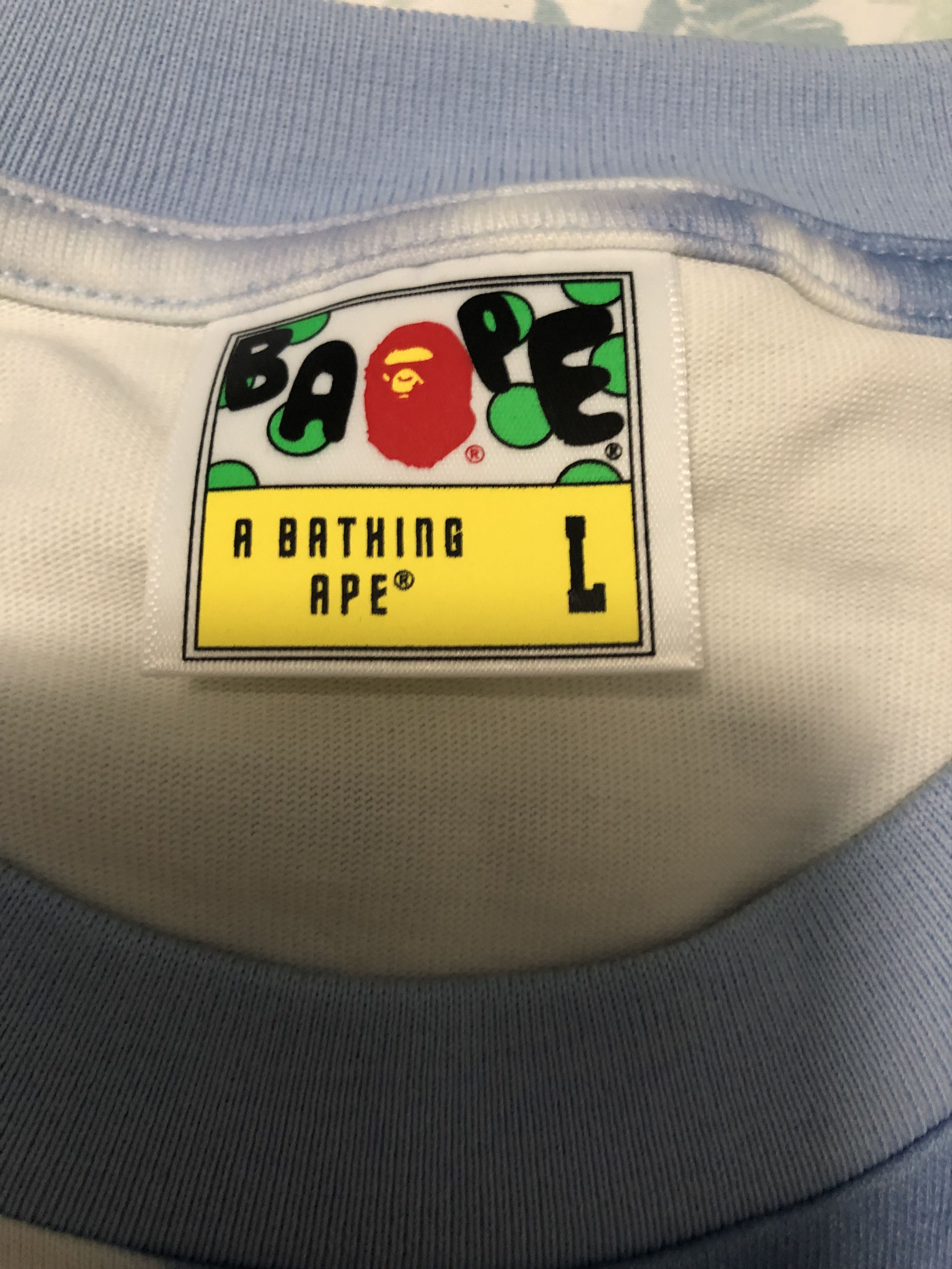 Bape Bape Cloud Head Bleach Dye Tee Blue - Large Size US L / EU 52-54 / 3 - 2 Thumbnail
