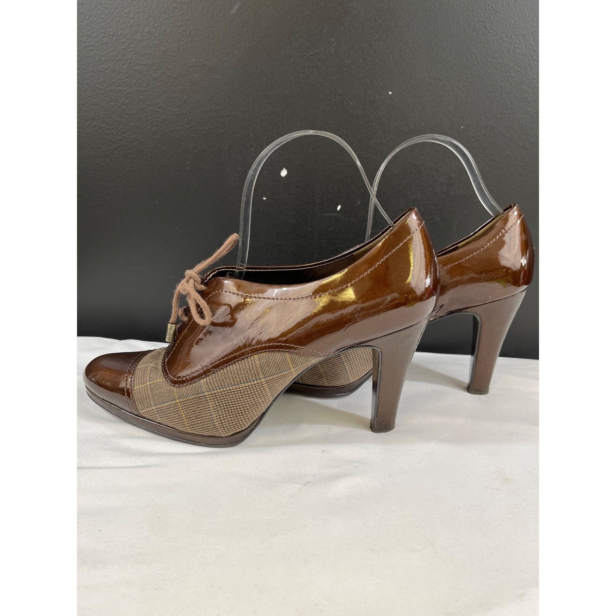 Anne Klein AK Anne Klein Women's Brown Leather Heeled Oxfords Size 8.5M Size US 8.5 / IT 38.5 - 5 Thumbnail