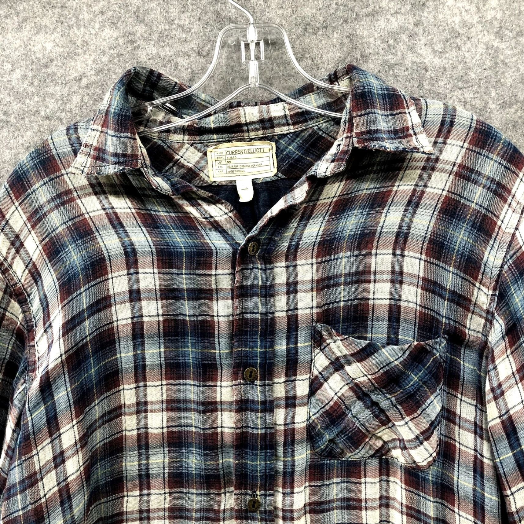 Vintage Current Elliott The Prep School Shirt Undertow Plaid Womens S Oversized Knit Button-Up Blue Casual Bohemian Grunge School 90s Womens Size S / US 4 / IT 40 - 3 Thumbnail