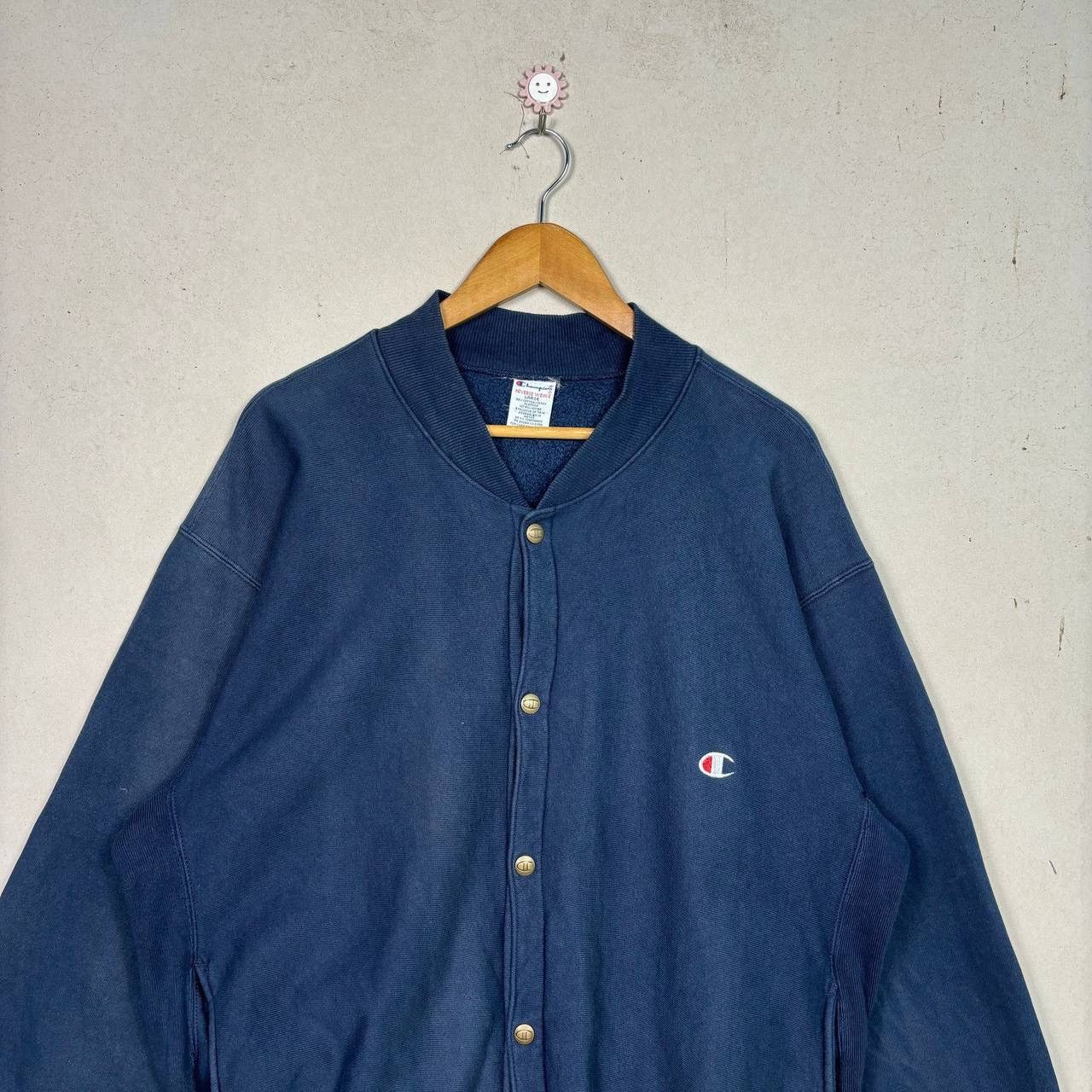 Champion Vintage Champion Reverse Weave Snap Button Jacket Navy Blue Size US L / EU 52-54 / 3 - 3 Thumbnail