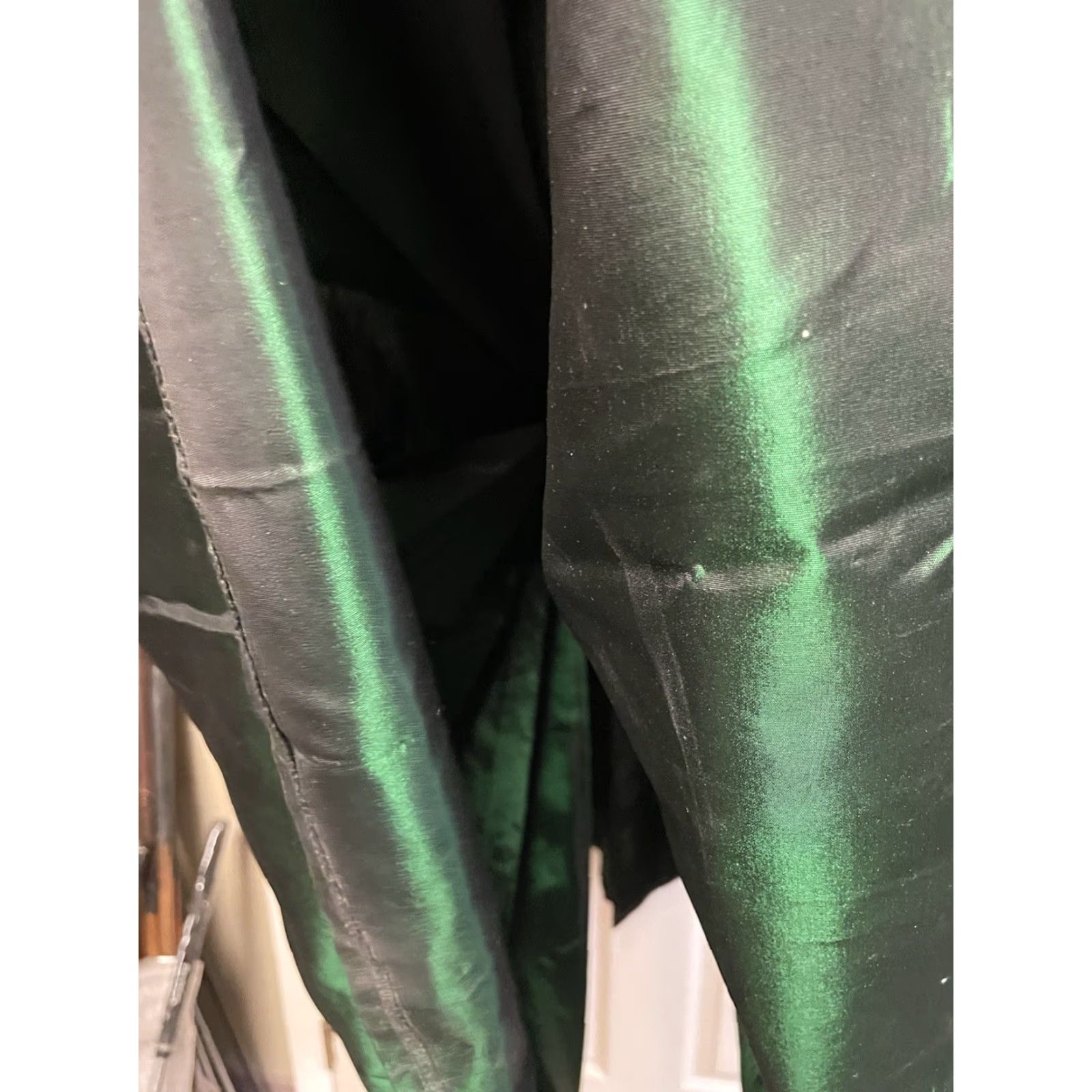 Laura Ashley VINTAGE Laura Ashley Ballgown Dress Green Taffeta Velvet Bodice Black 1980s UK 16 12 Eveningwear Womens Size XL / US 12-14 / IT 48-50 - 7 Thumbnail