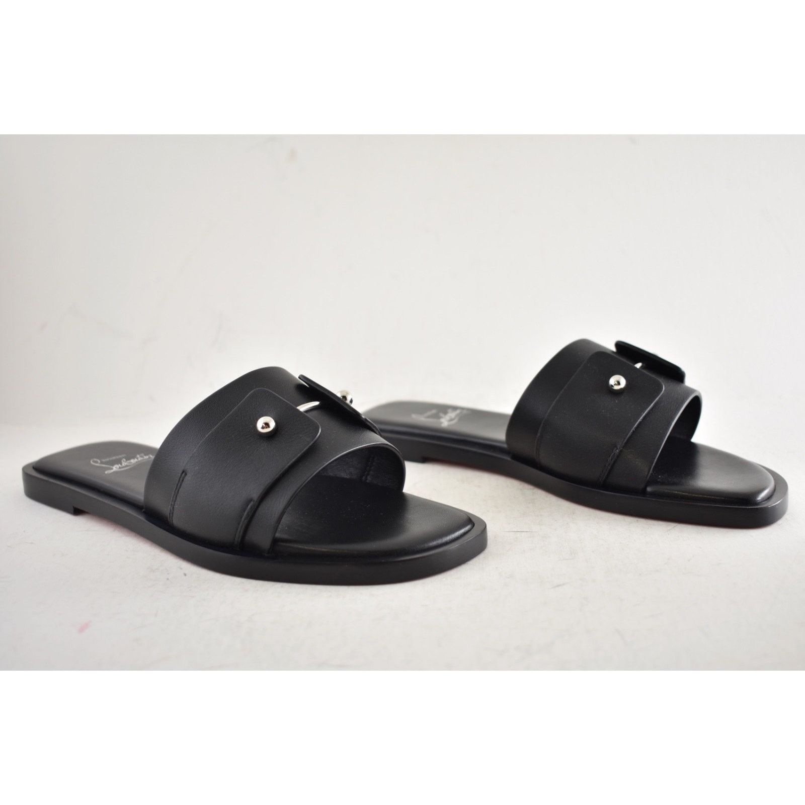 Christian Louboutin Christian Louboutin Chambelimule Flat Black Slide Sandal 38 Size US 7 / IT 37 - 5 Thumbnail