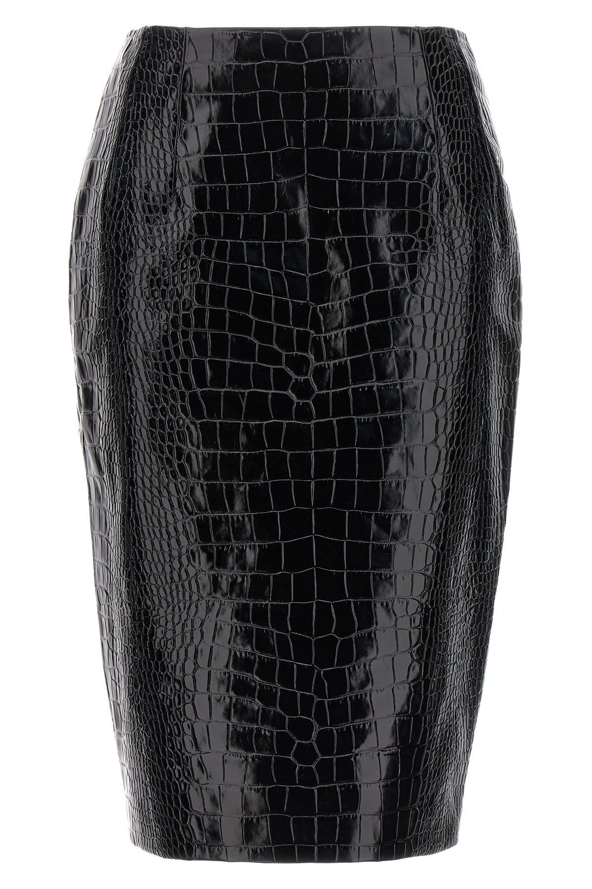 image of Versace Croc Skirt in Black, Women's (Size 26)