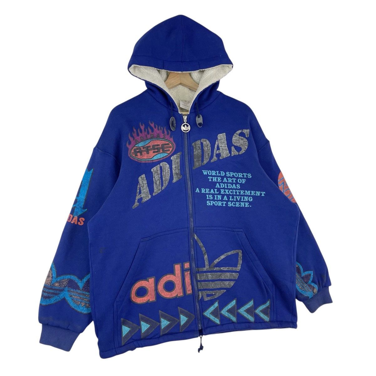 Adidas × Vintage 90’s Adidas Fleece Lined Zipper Hoodie Size US XL / EU 56 / 4 - 4 Thumbnail