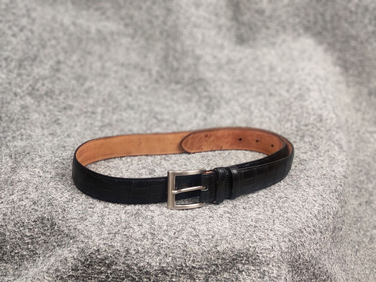 Boggi Boggi Milano Italy Design crocodile embossed leather belt Size ONE SIZE - 4 Thumbnail