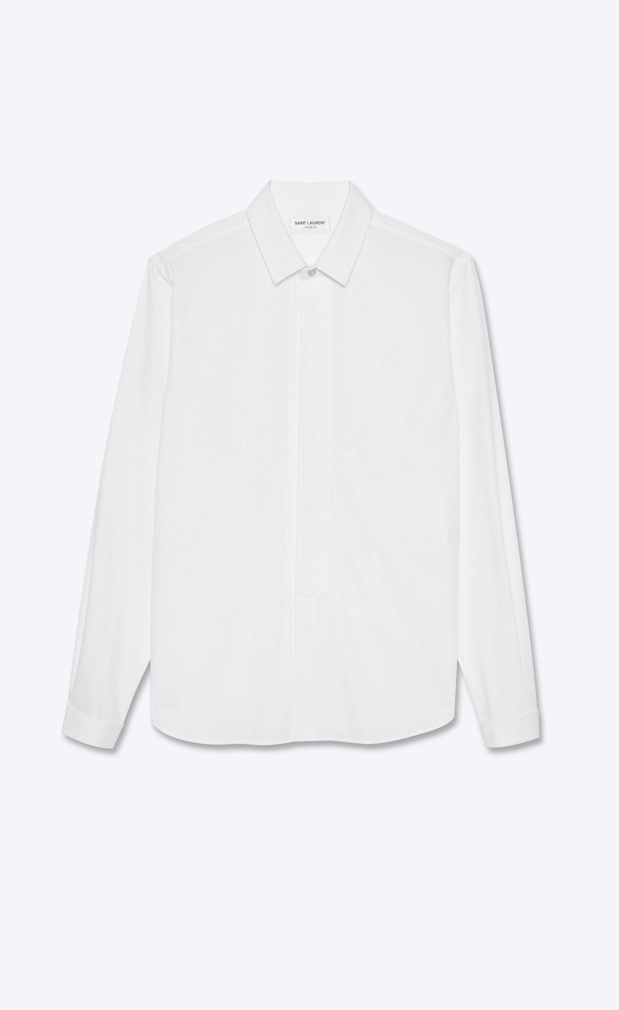 Saint Laurent Paris o1bcso1str0625 Small Bib Shirt In Cotton in White Size US XL / EU 56 / 4 - 1 Thumbnail