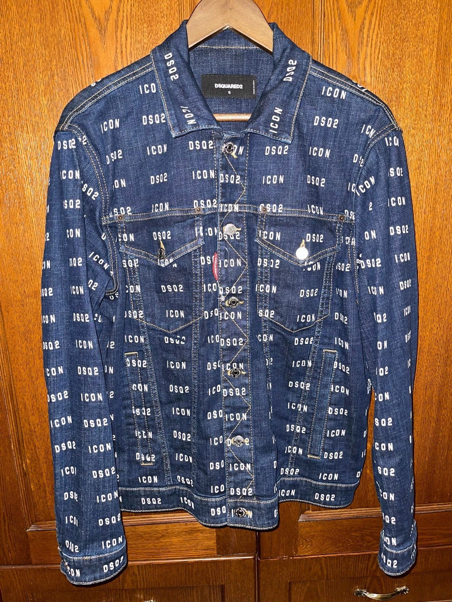 Dsquared2 Blue Logo Print Denim Jacket Size US XXS / EU 40 - 3 Thumbnail