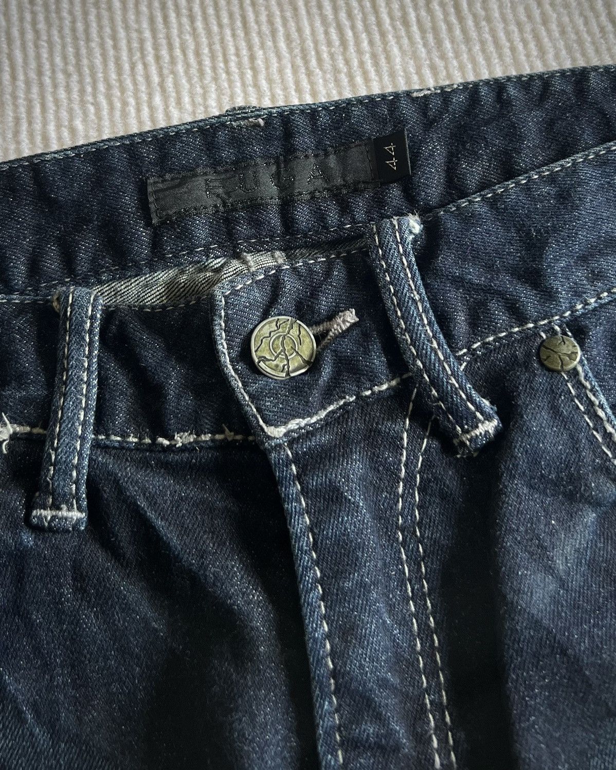 GOSTAR DE FUGA FUGA Japan Faded Indigo Slim Stretch Denim 2000s Size US 32 / EU 48 - 3 Thumbnail