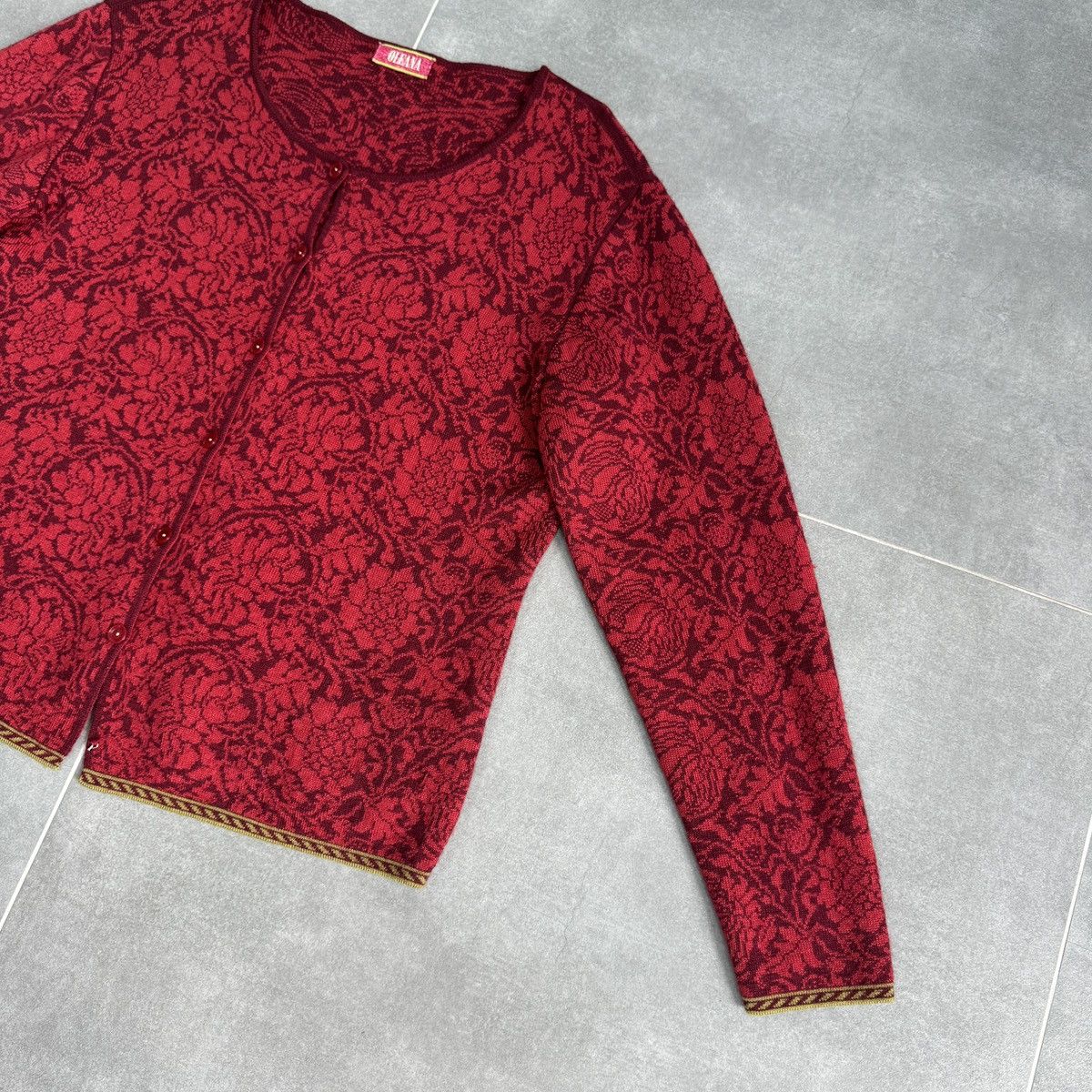 Vintage Vintage Oleana Wool Floral Women Button Cardigan Sweater Size M / US 6-8 / IT 42-44 - 7 Thumbnail