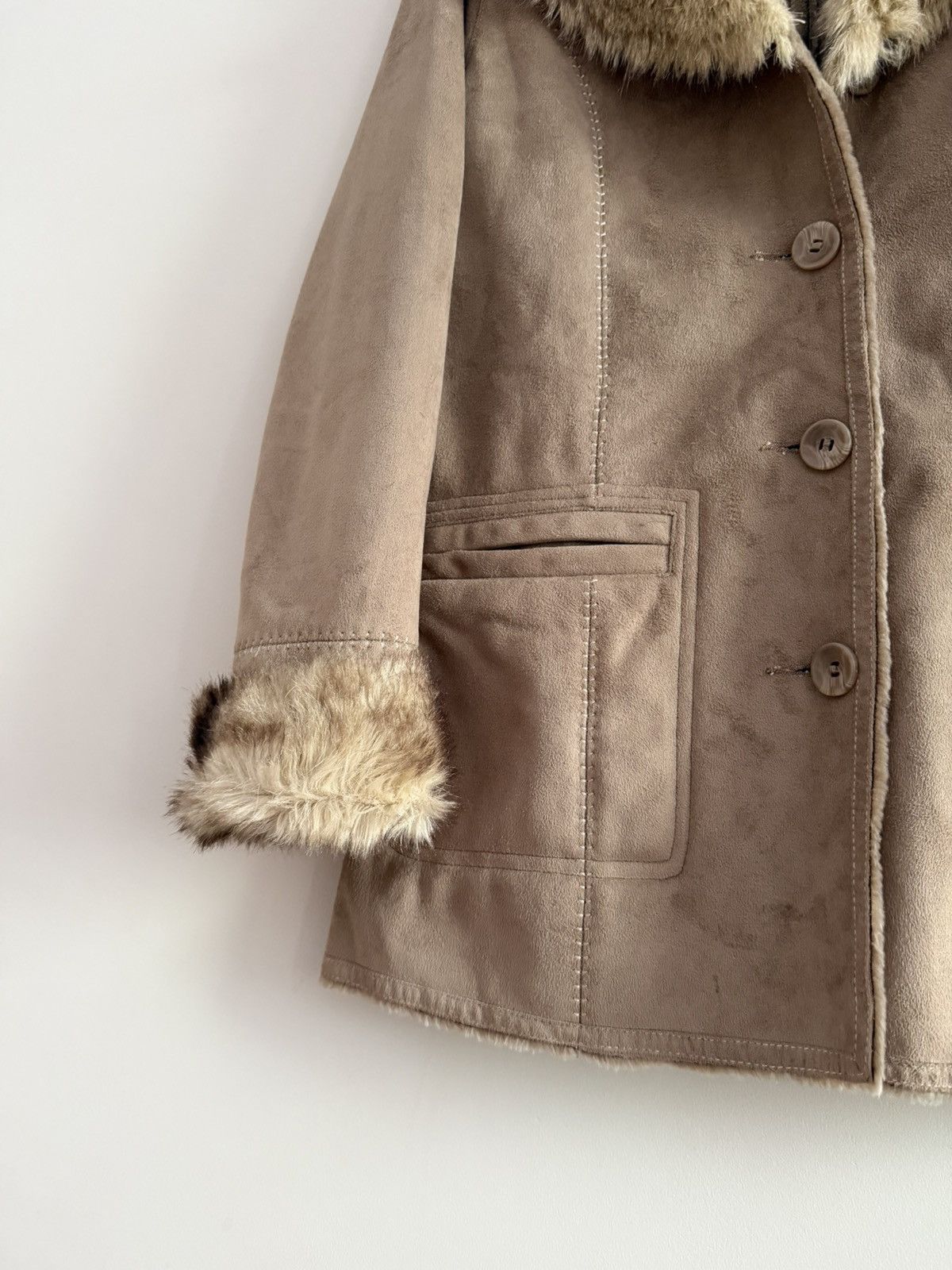 Vintage Vintage 00’s Penny Lane Faux Fur Trim Jacket Fur Trim Jacket Size M / US 6-8 / IT 42-44 - 3 Thumbnail
