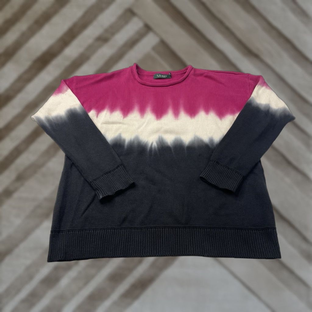 Ralph Lauren Lauren Ralph Lauren Sweater Womens Large Pink Roll Neck Color Block Tie Dye Knit Size L / US 10 / IT 46 - 1 Thumbnail