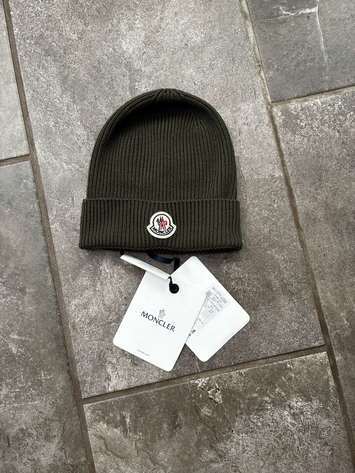 Moncler Olive Adjustable Knit Beanie