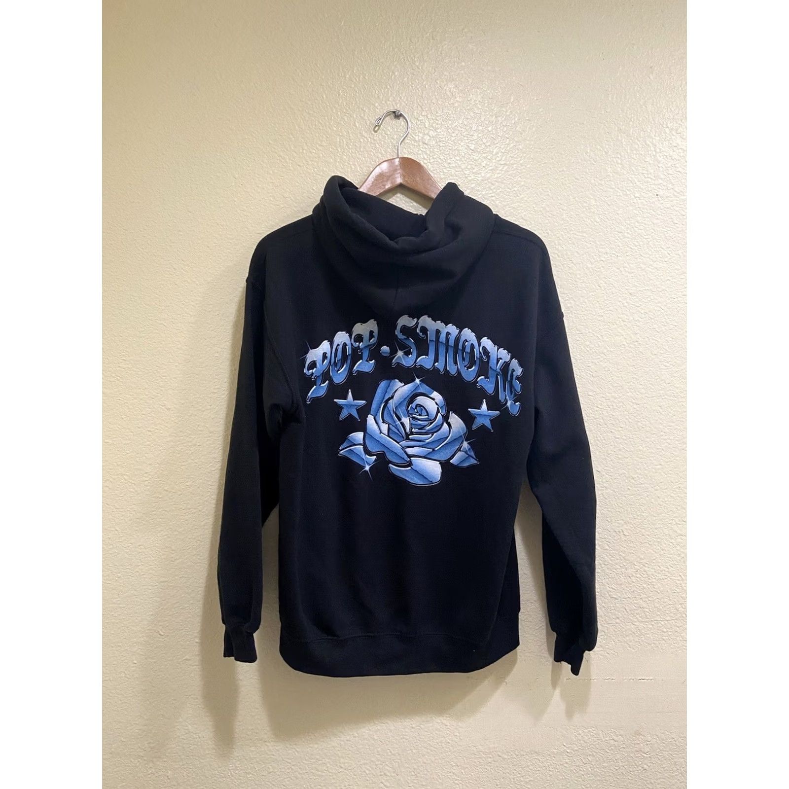 Vintage Pop Smoke Hoodie Medium M Hip Hop Black Pullover Hooded Sweatshirt Men Streetwear Rapper Size US M / EU 48-50 / 2 - 2 Thumbnail