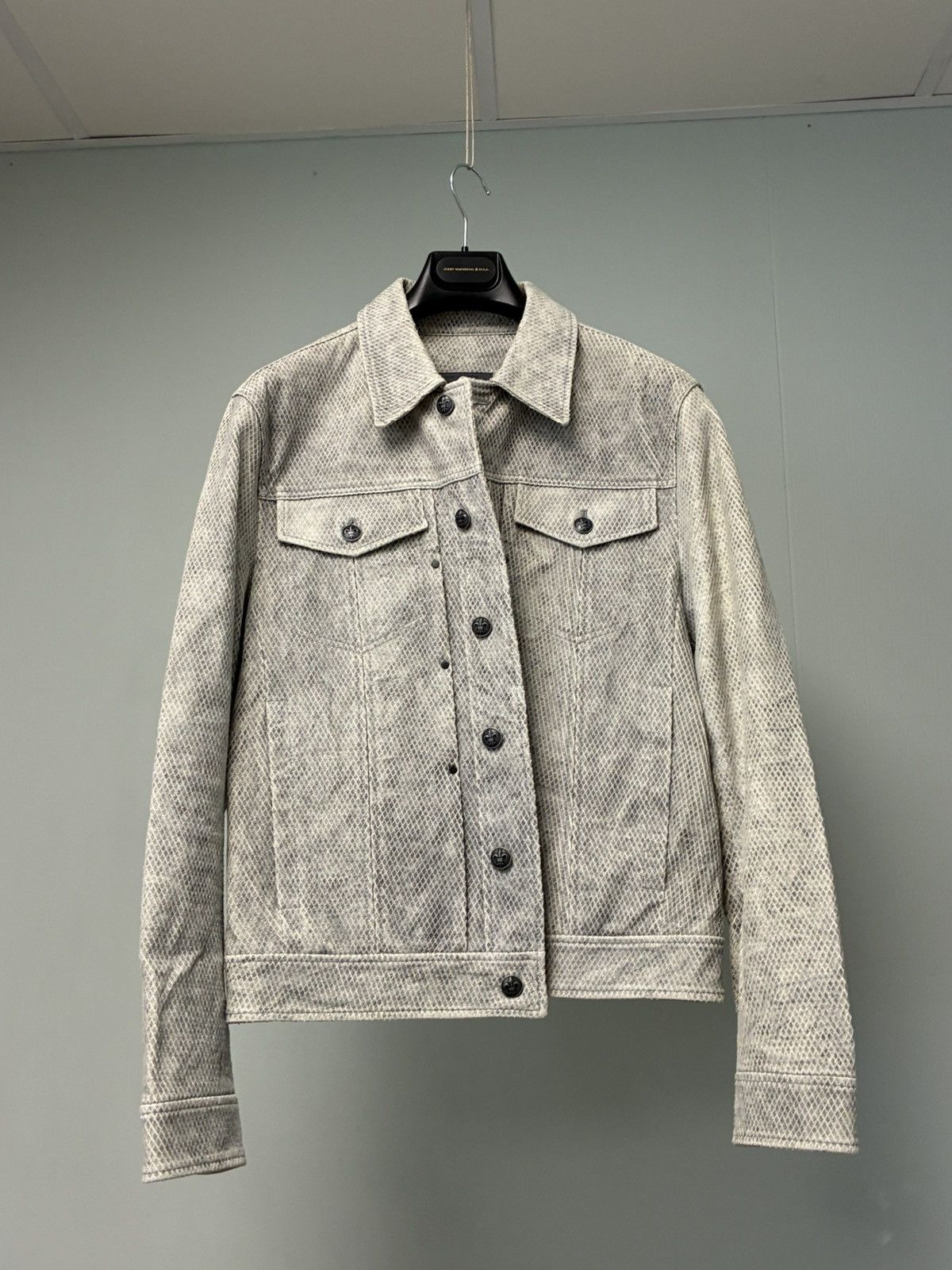 John Varvatos Snake Embossed Leather Trucker jacket EU 48 USA 38 Size US M / EU 48-50 / 2 - 13 Thumbnail