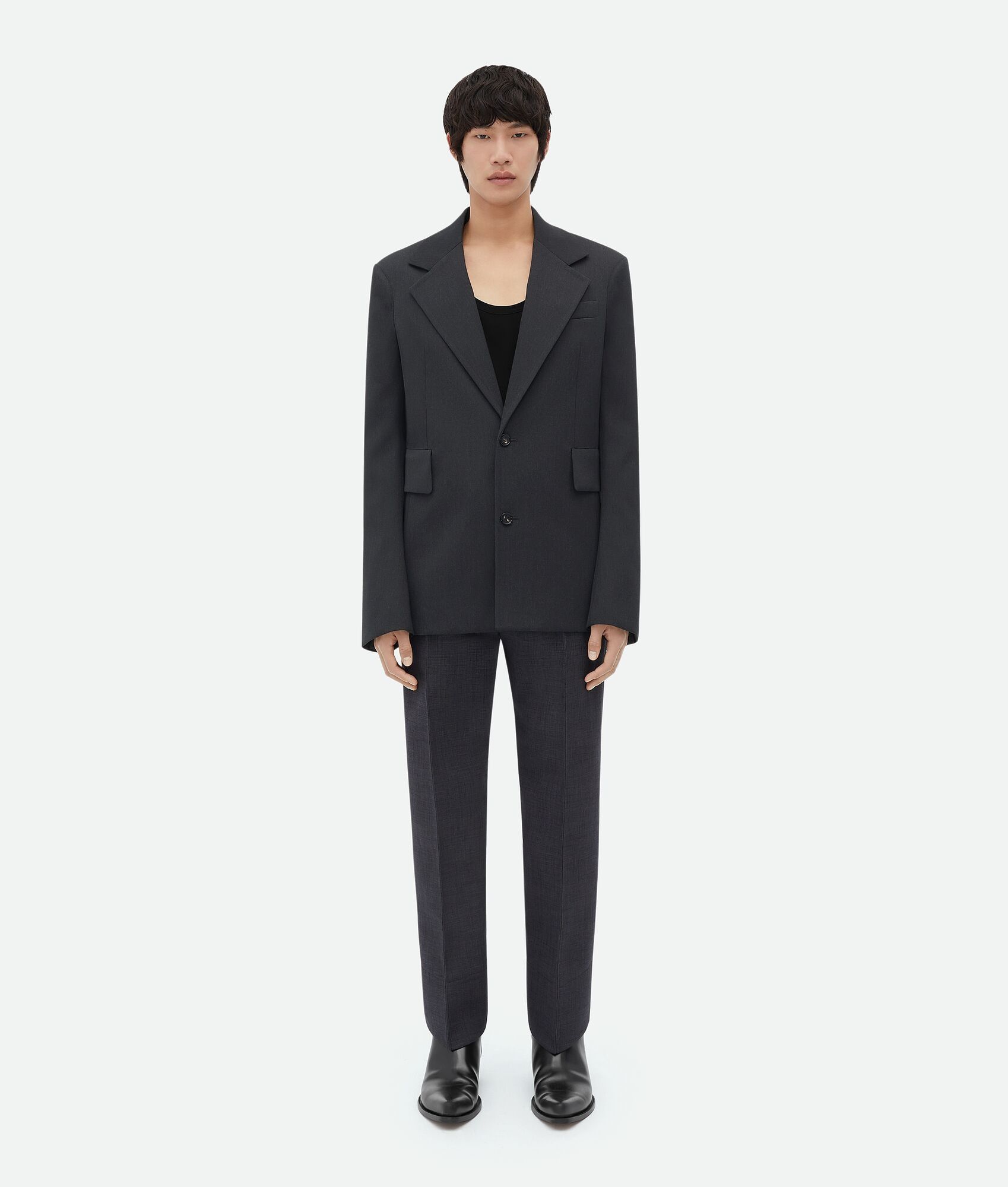 o1n1vont1224 Curved Sleeves Light Wool Jacket Melange