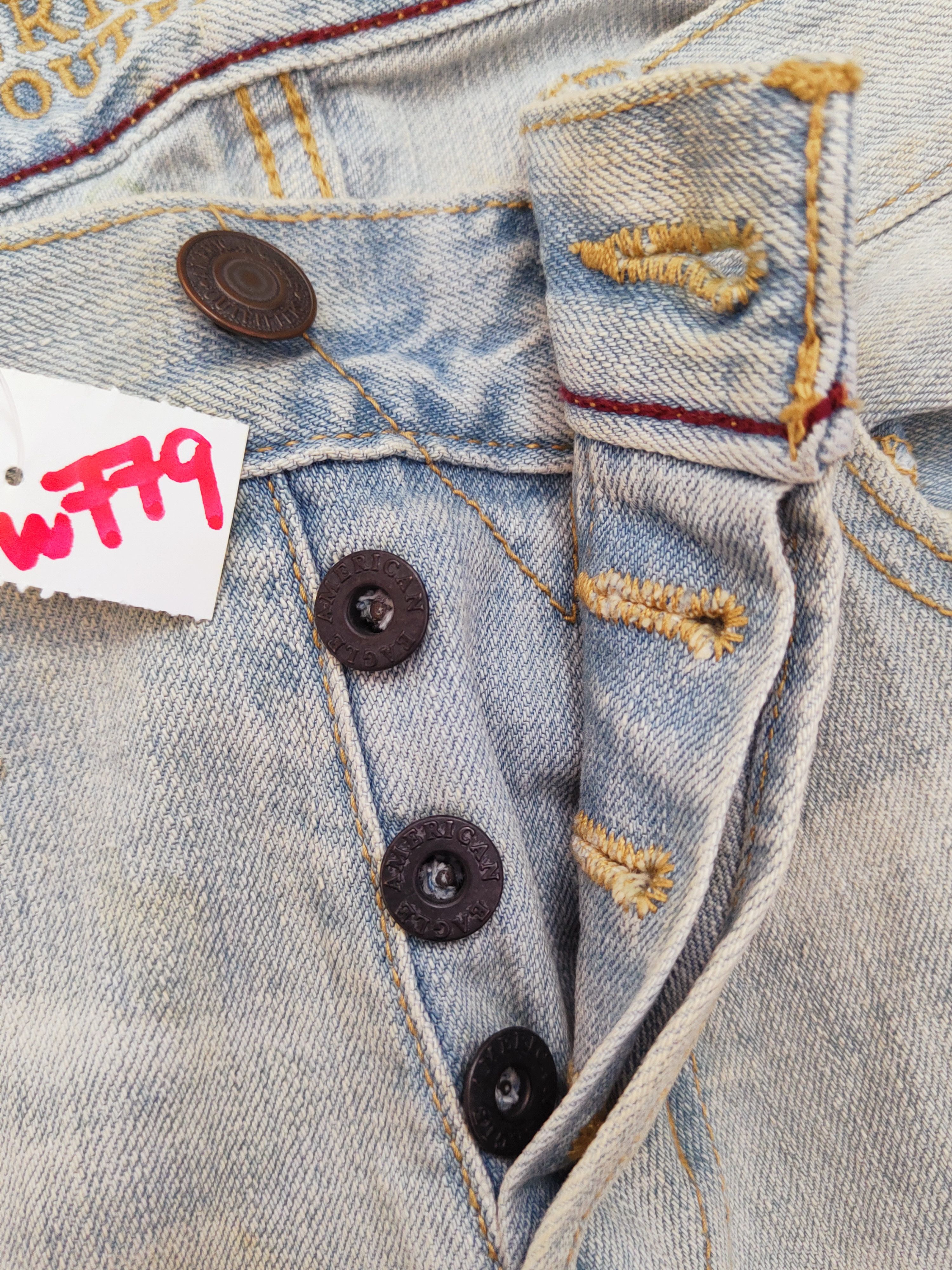 American Eagle Outfitters Vintage Blue Faded Distressed Ripped Jeans #W779 Size US 35 - 17 Thumbnail