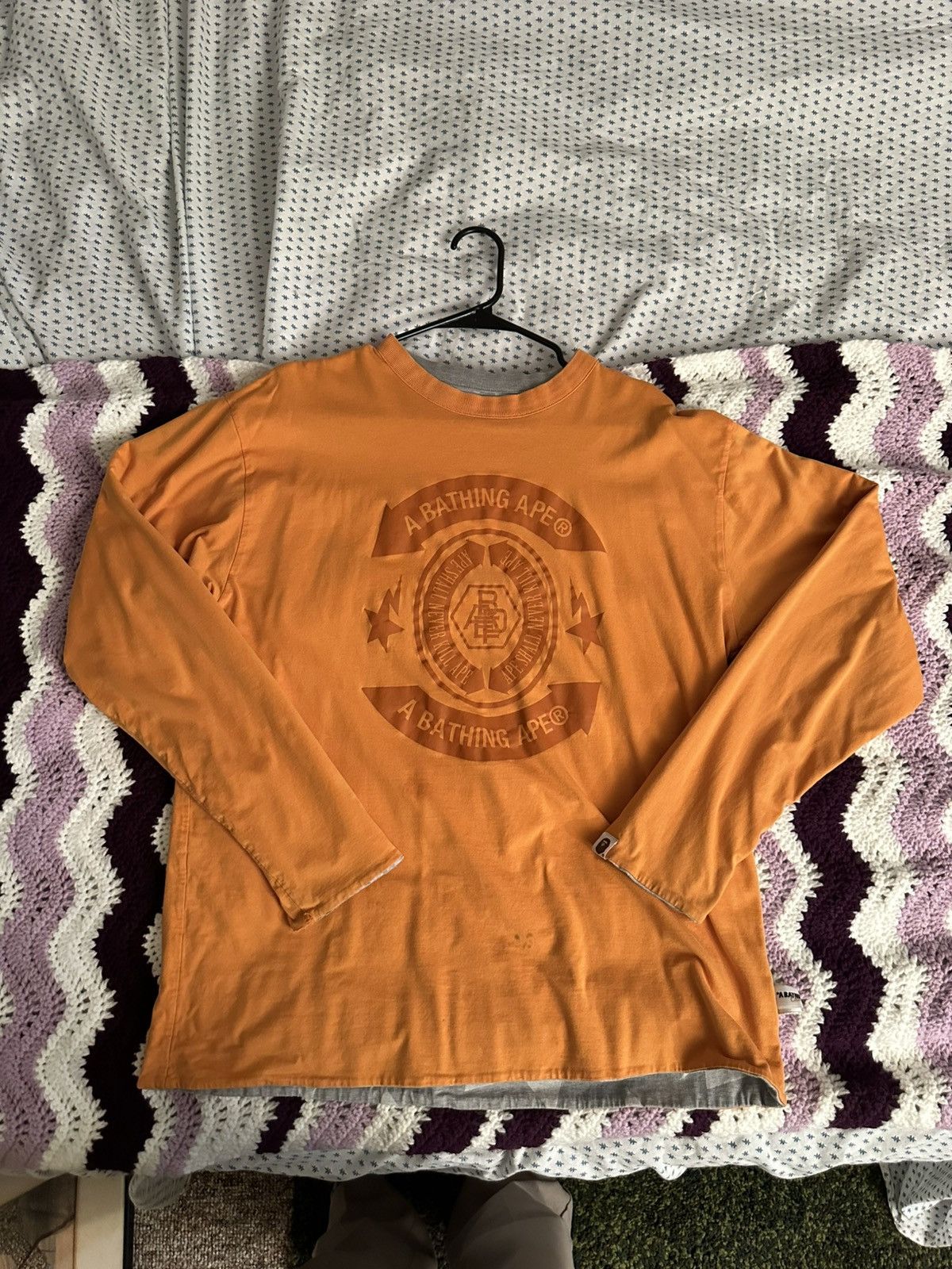 Bape × Nigo Reversible Bape “Sta” Long Sleeve, Orange “A Bathing Ape” XL Size US XL / EU 56 / 4 - 7 Thumbnail