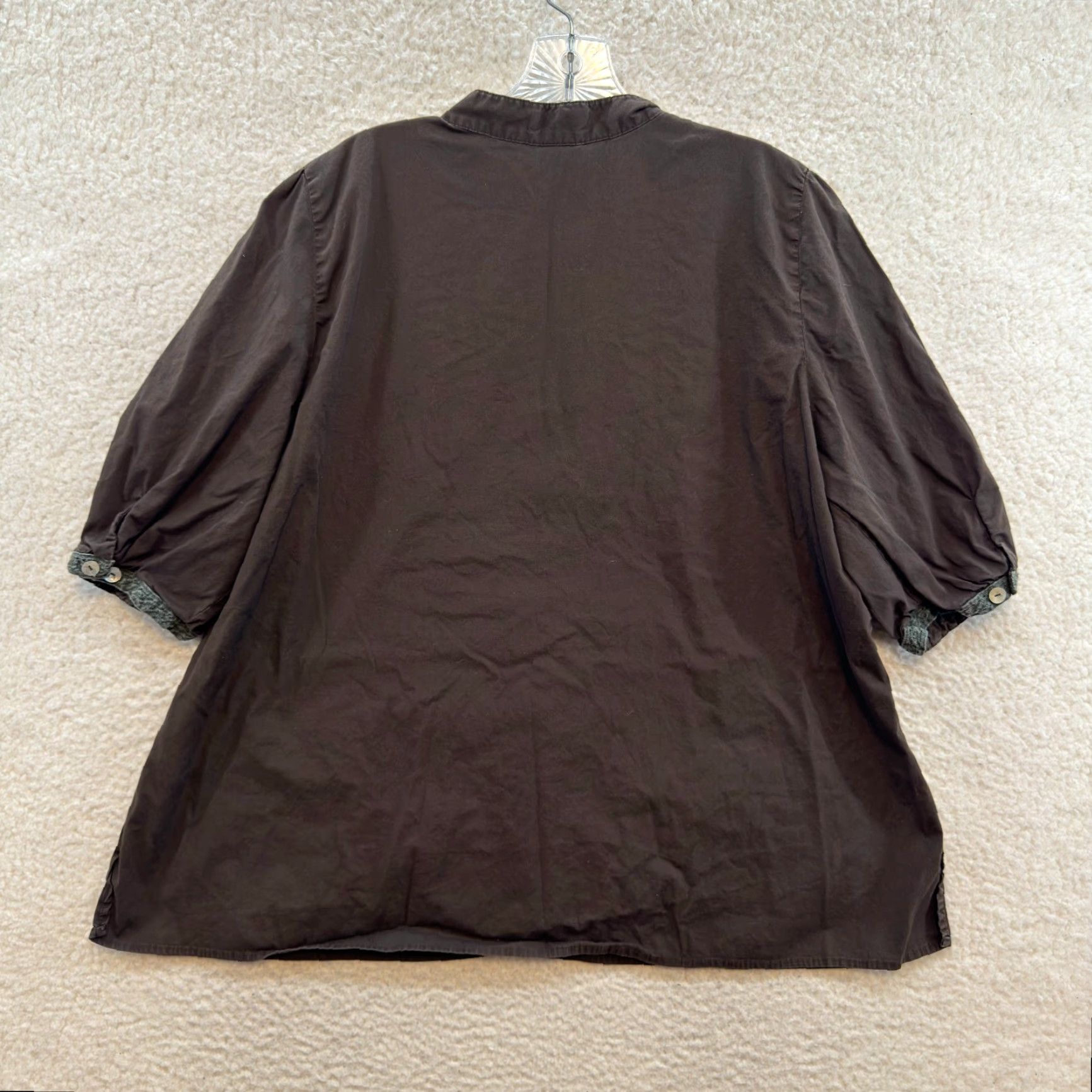 Vintage VINTAGE Y2K Top Blouse 1X Brown Fairy Grunge Whimsigoth Edwardian Puff Sleeves Shirt Tweed 1X Brown Cotton Blend Size XL / US 12-14 / IT 48-50 - 2 Thumbnail