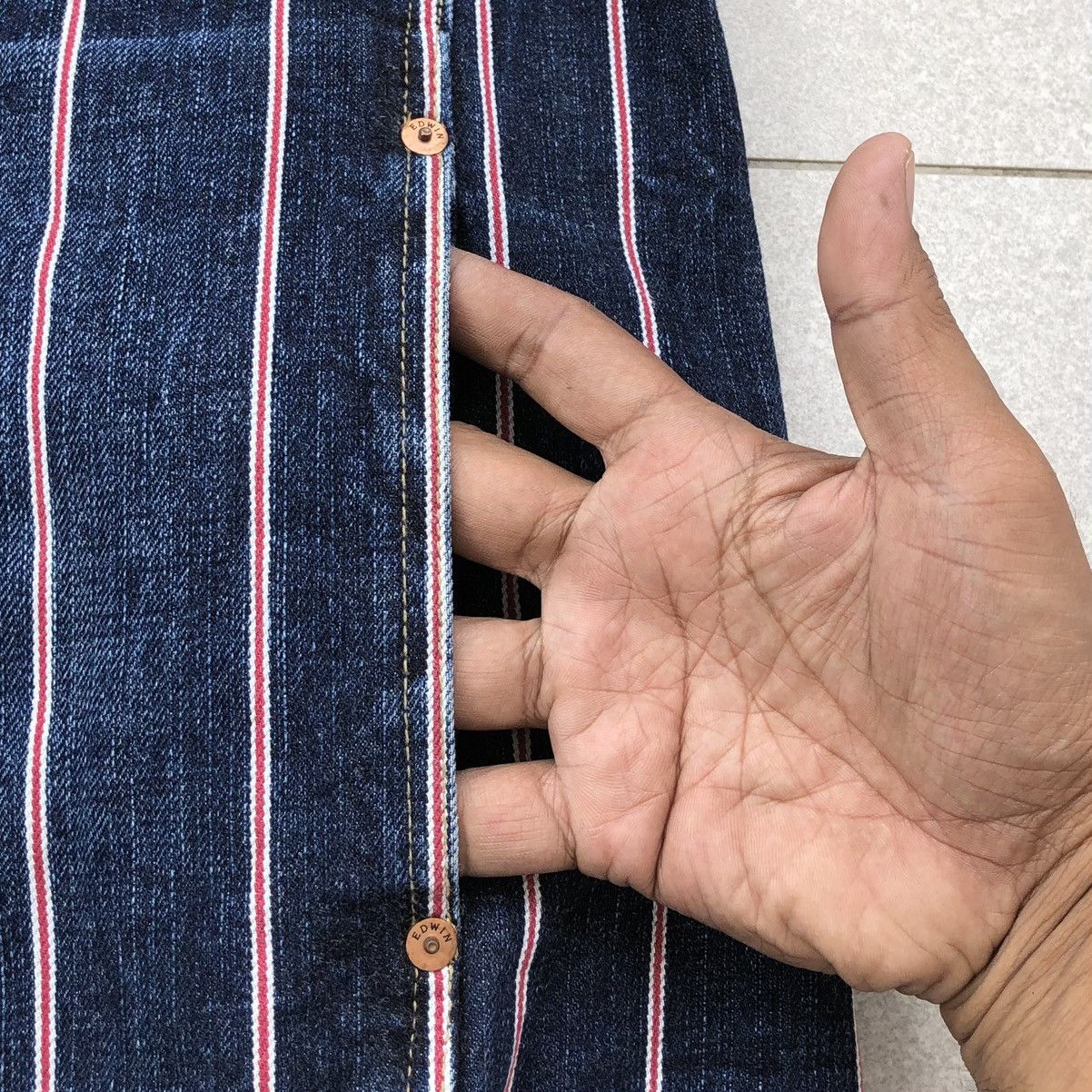 Edwin VTG EDWIN 13oz Grand Blue Selvage Denim Jacket Striped Jeans Size US L / EU 52-54 / 3 - 12 Thumbnail