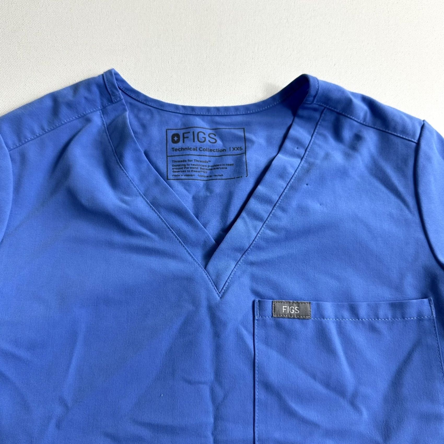 Vintage FIGS Catarina Scrub Top Solid Blue with Single Pocket Womens 2XS Uniform Blue Women XS? Size XXS / US 00 / IT 34 - 5 Thumbnail
