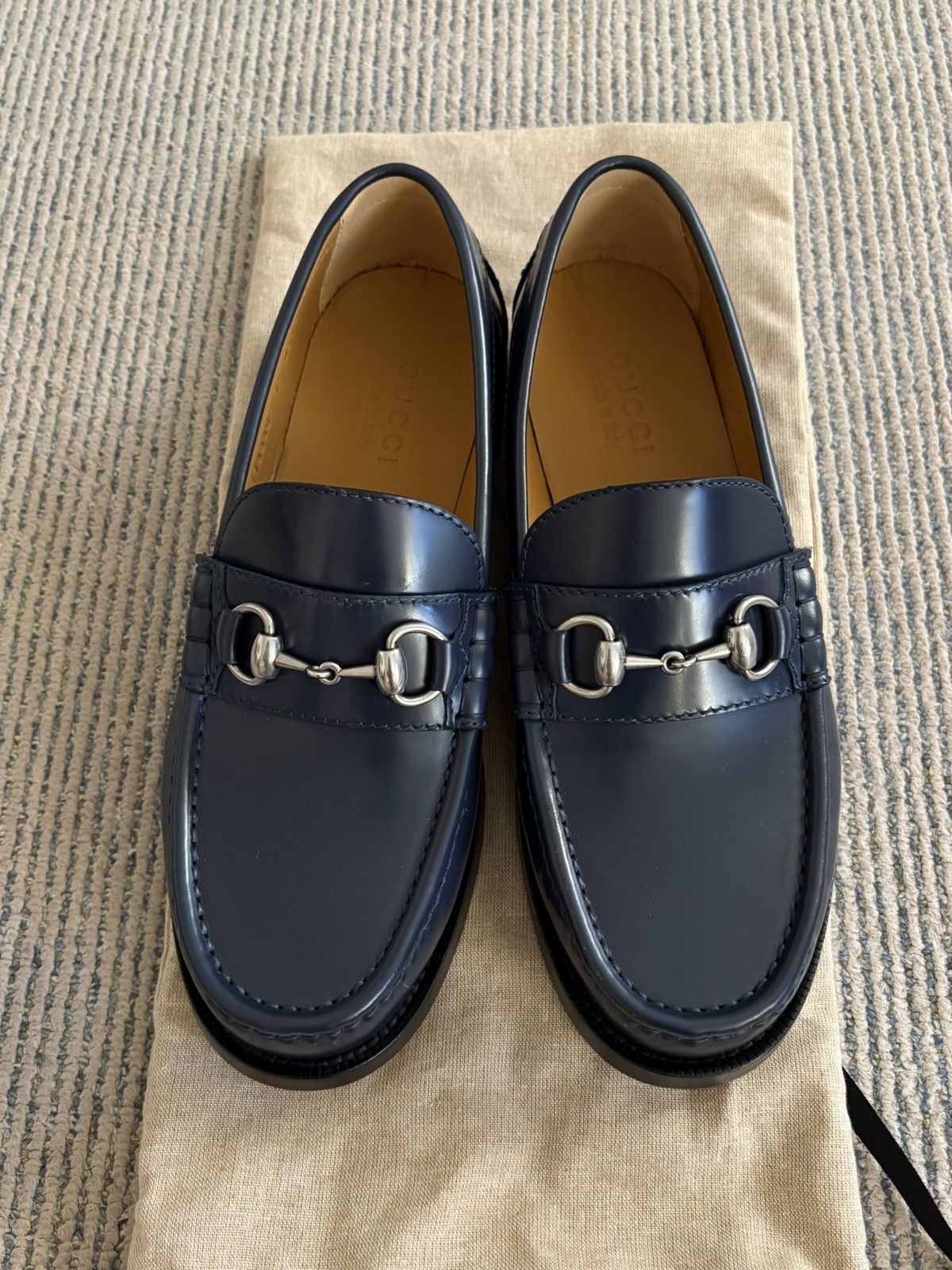 Gucci Navy Horsebit Loafers Size US 8 / EU 41 - 7 Thumbnail
