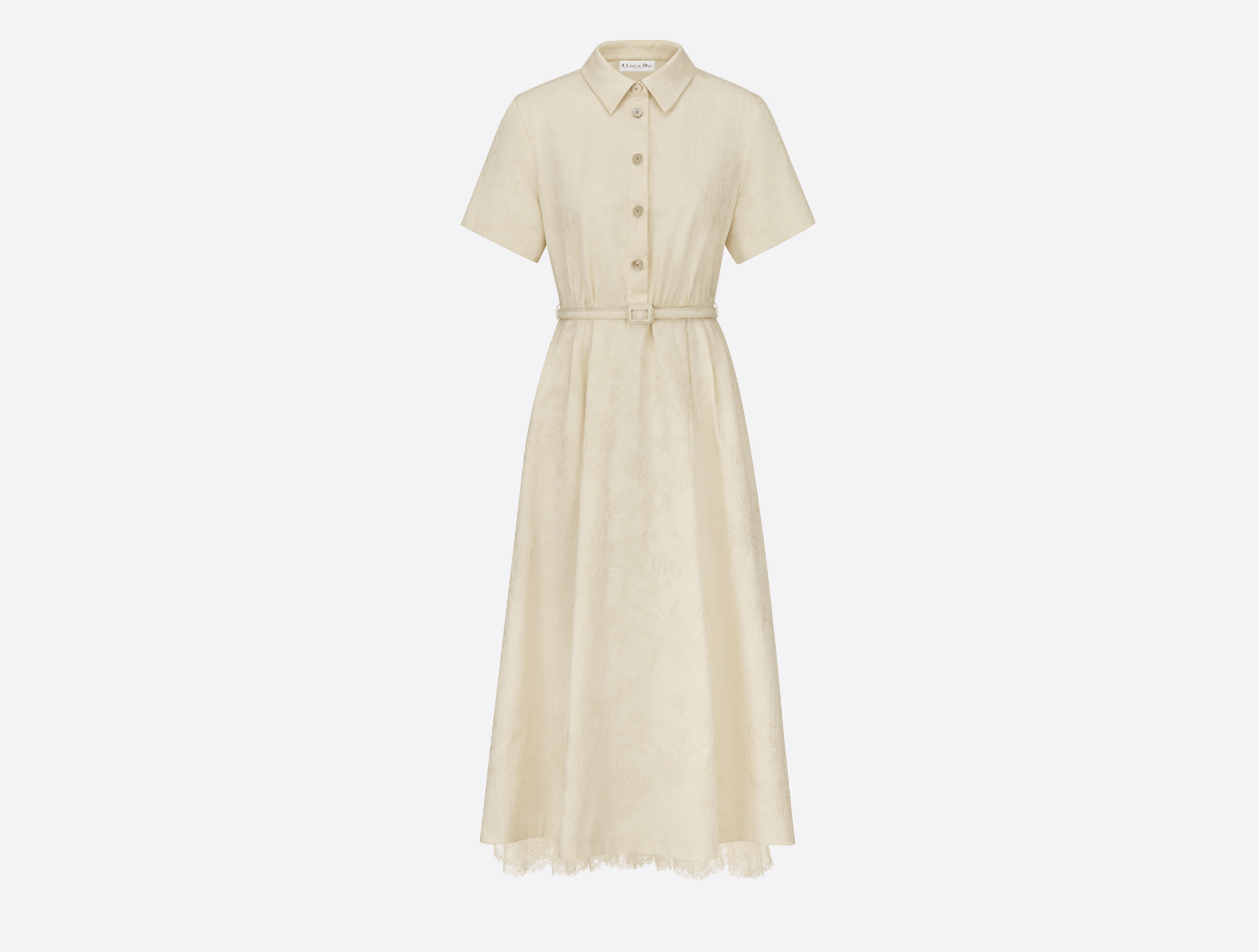image of Dior O1W1Db10124 Shirt Dress With Belt In Ecru, Women's (Size Medium)