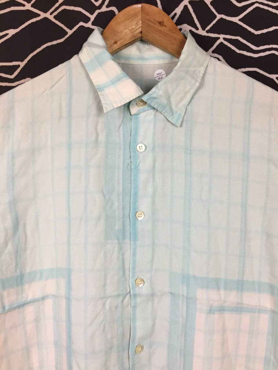 Japanese Brand Comme Ca Du Mode Archive Abstract Grid Rayon Button Up Shirt Size US M / EU 48-50 / 2 - 3 Thumbnail
