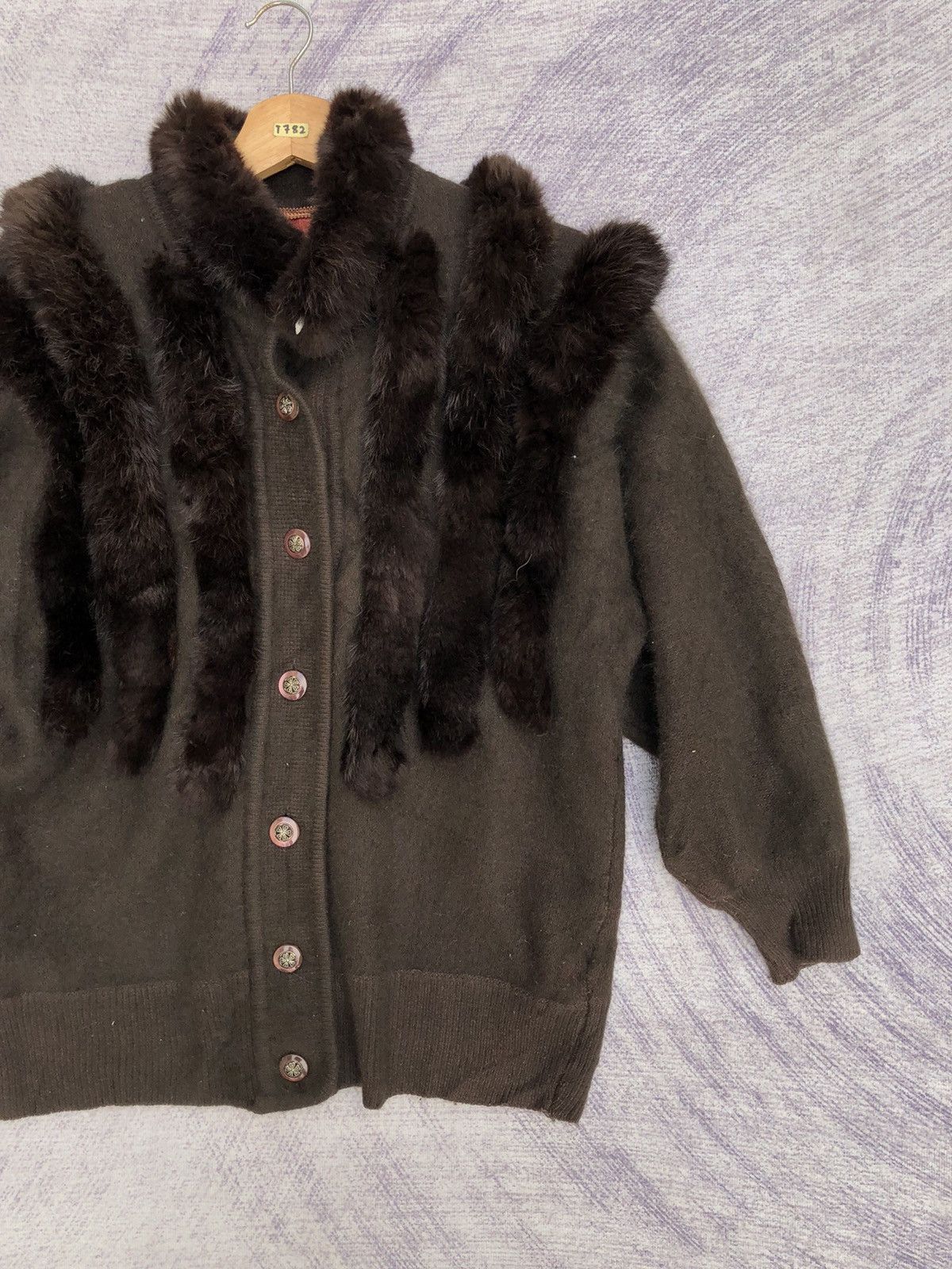 Other 🔴Jacket Rabbit Trim Cardigan Winter Pattern Nice Design Size M / US 6-8 / IT 42-44 - 3 Thumbnail