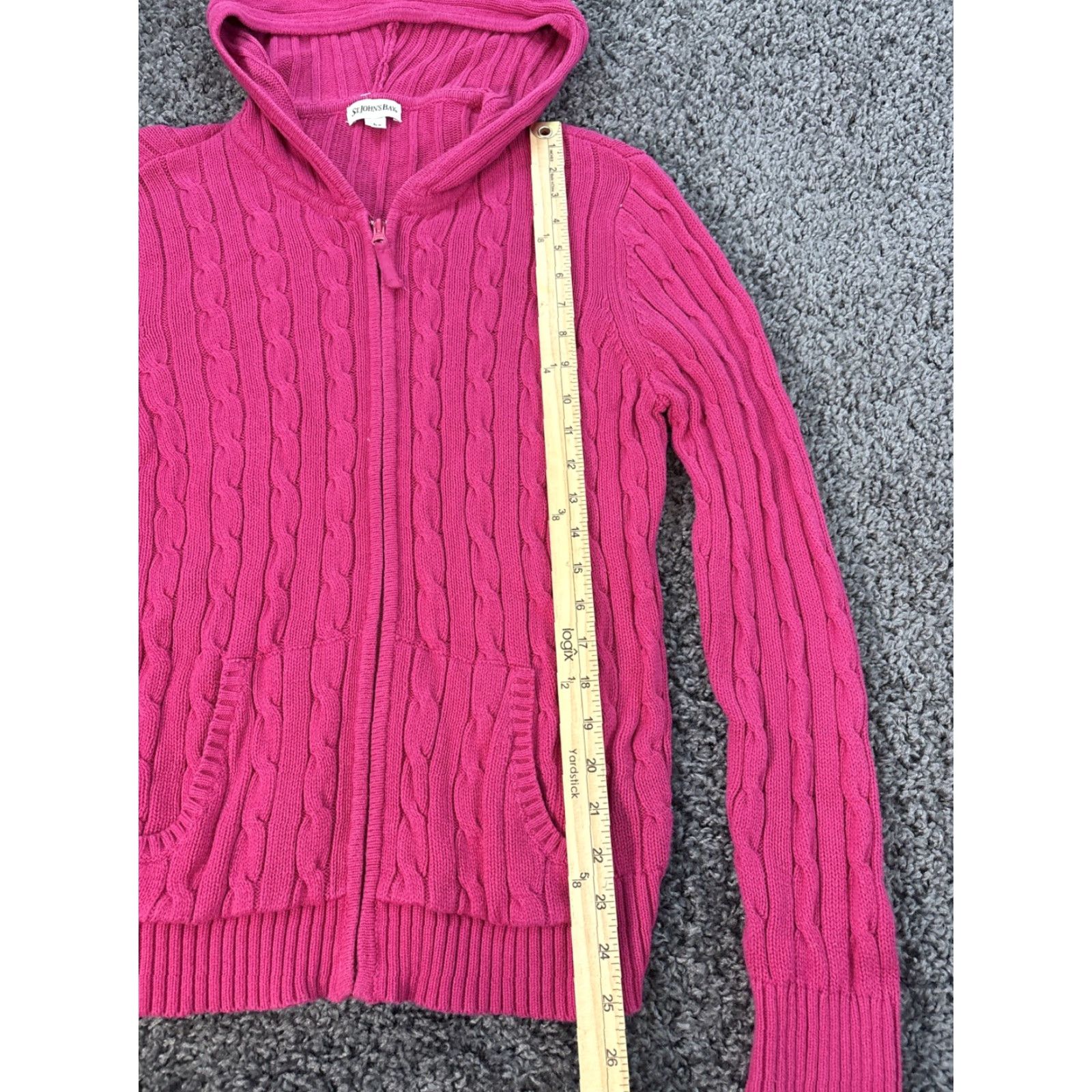 Vintage VINTAGE St John’s Bay Hoodie Womens Large Pink Cable Knit Full Zip 90s Y2K Chunky Knit Womens Size L / US 10 / IT 46 - 2 Thumbnail