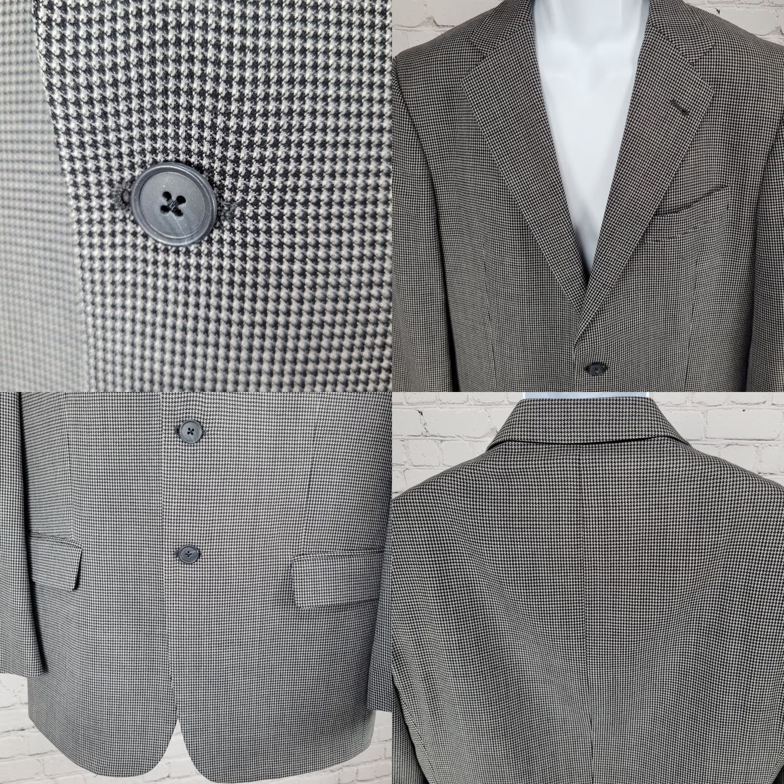 Joseph Abboud Joseph Abboud Blazer Black & White 100% Wool Houndstooth USA Made Size 40R Size 40R - 8 Thumbnail