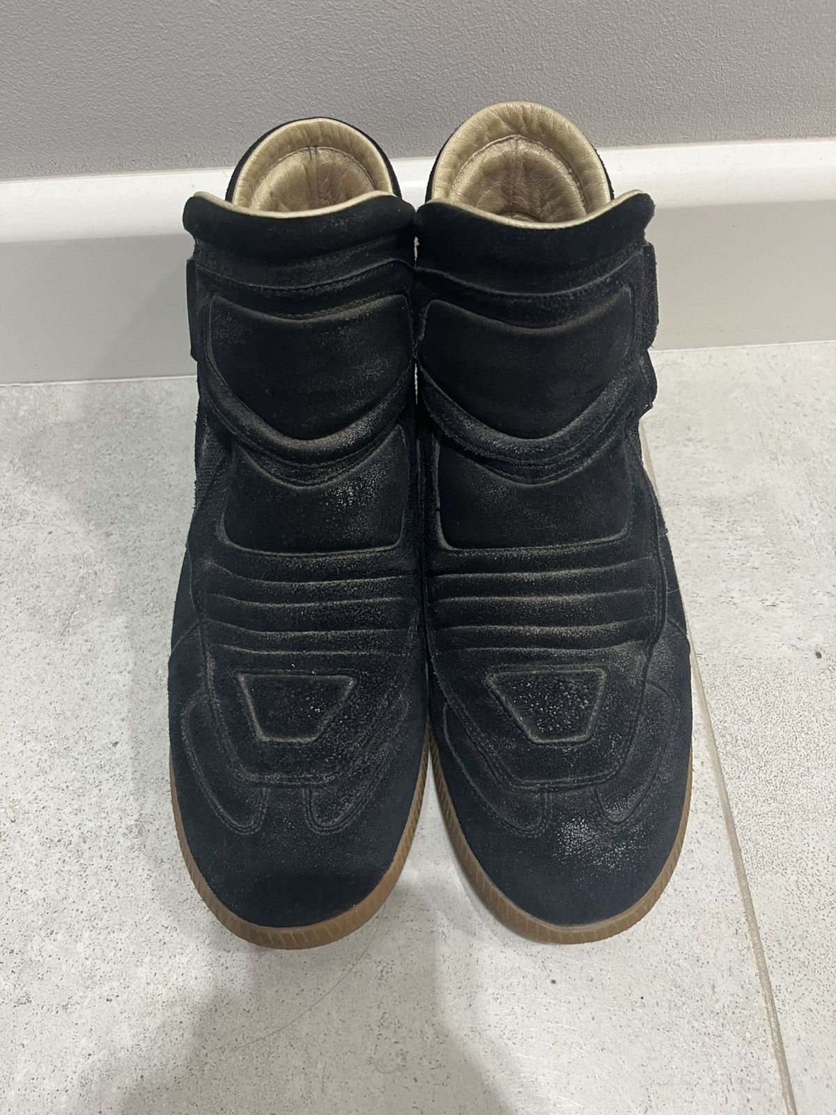 Maison Margiela Black Suede High-Top Sneakers / Gum Sole / Velcro Strap Size US 7 / EU 40 - 1 Thumbnail