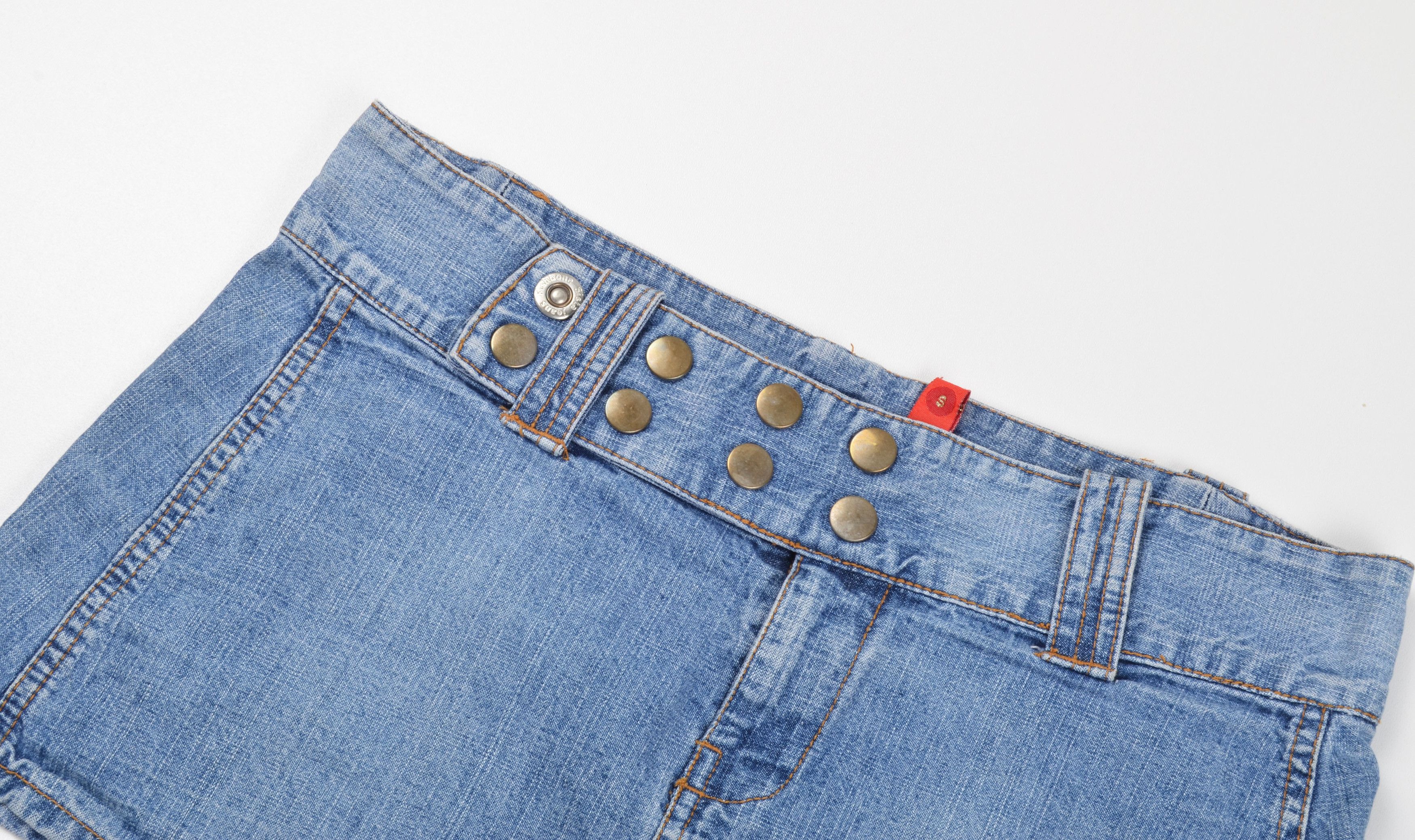 Vintage Vintage Fishbone Y2K Glam Denim Blue Micro Skirt Size 33" - 5 Thumbnail