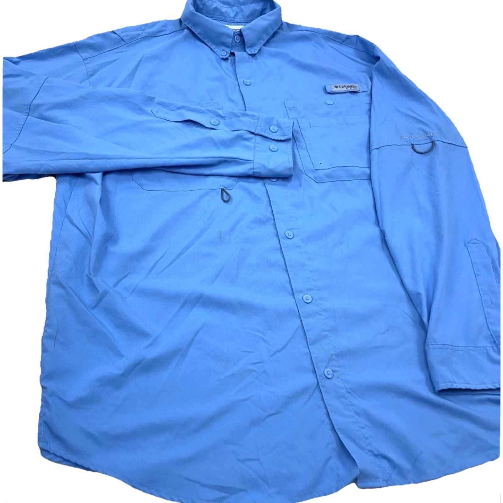 Vintage Columbia PFG Omni-Shade Shirt Men XL Blue Button-Up Outdoor Casual Travel Lightweight Moisture Wicking Pockets Logo UV Protection Easy Care Size US XL / EU 56 / 4 - 7 Thumbnail