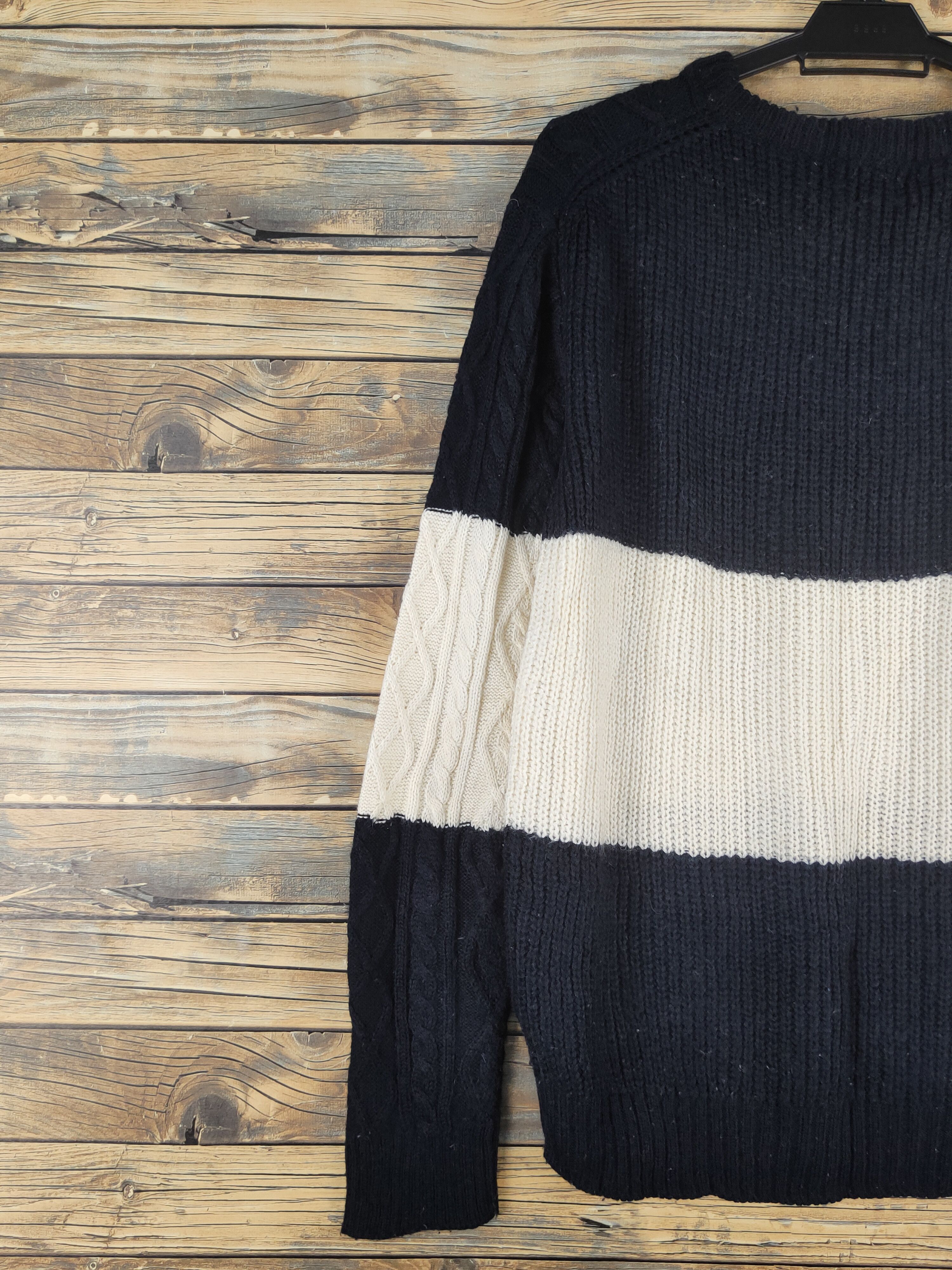 Aran Isles Knitwear × Japanese Brand × RAGEBLUE Rageblue Black Cream Knitwear Sweatshirts #W1227 Size US M / EU 48-50 / 2 - 8 Thumbnail