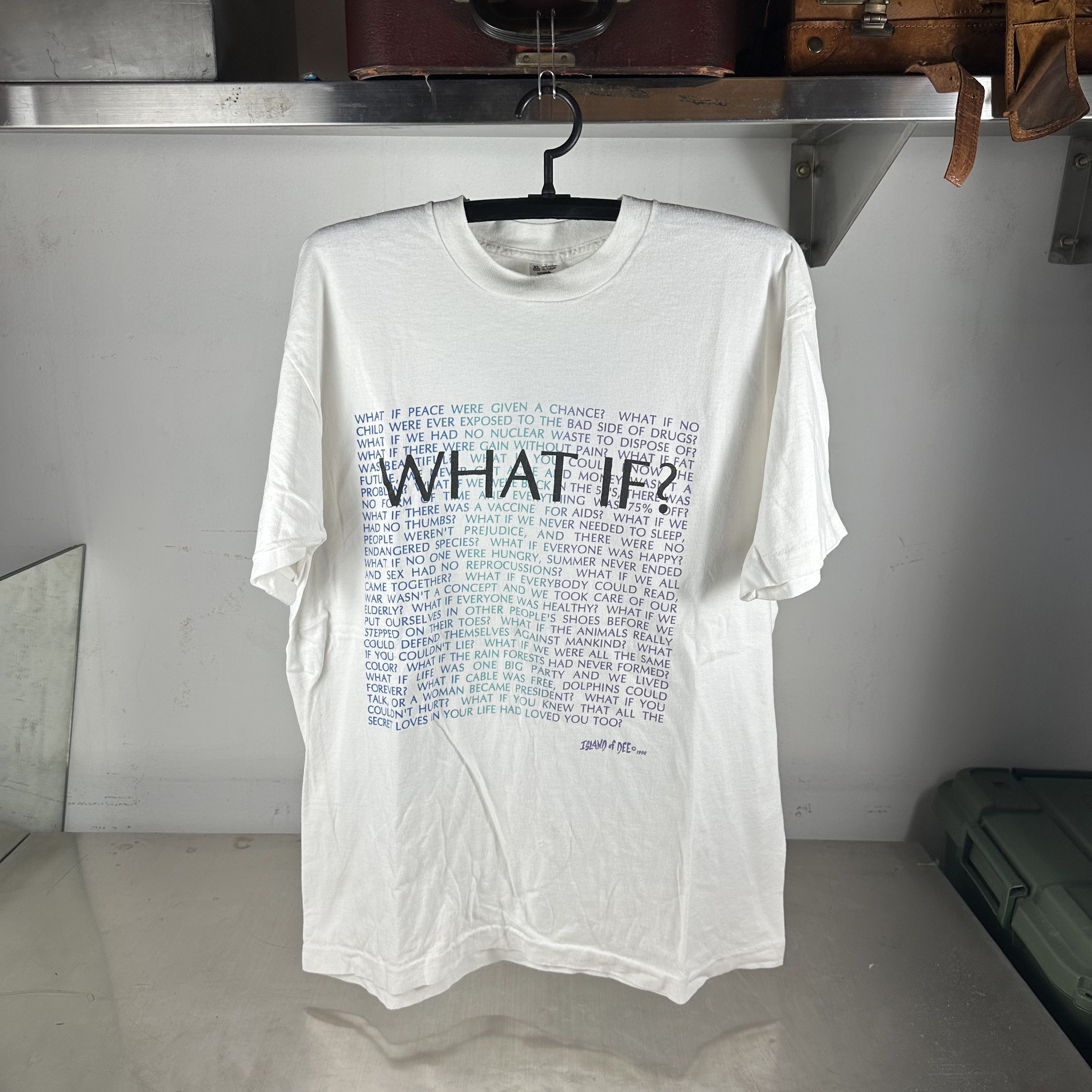 Vintage ​1990 What If? Positivity Love Peace Typography T-shirt Size US XL / EU 56 / 4 - 1 Thumbnail