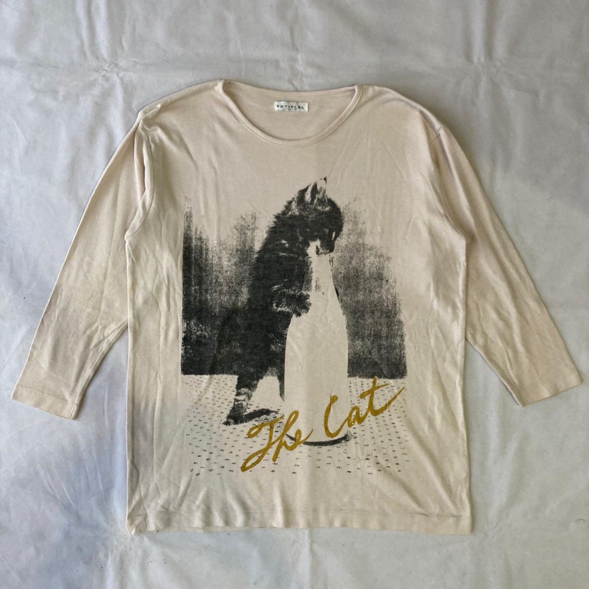 Japanese Brand × Vintage × Visvim Vintage Y2K The Cat Graphic 3/4 Sleeve Japanese Casual Tee Size XL / US 12-14 / IT 48-50 - 2 Thumbnail