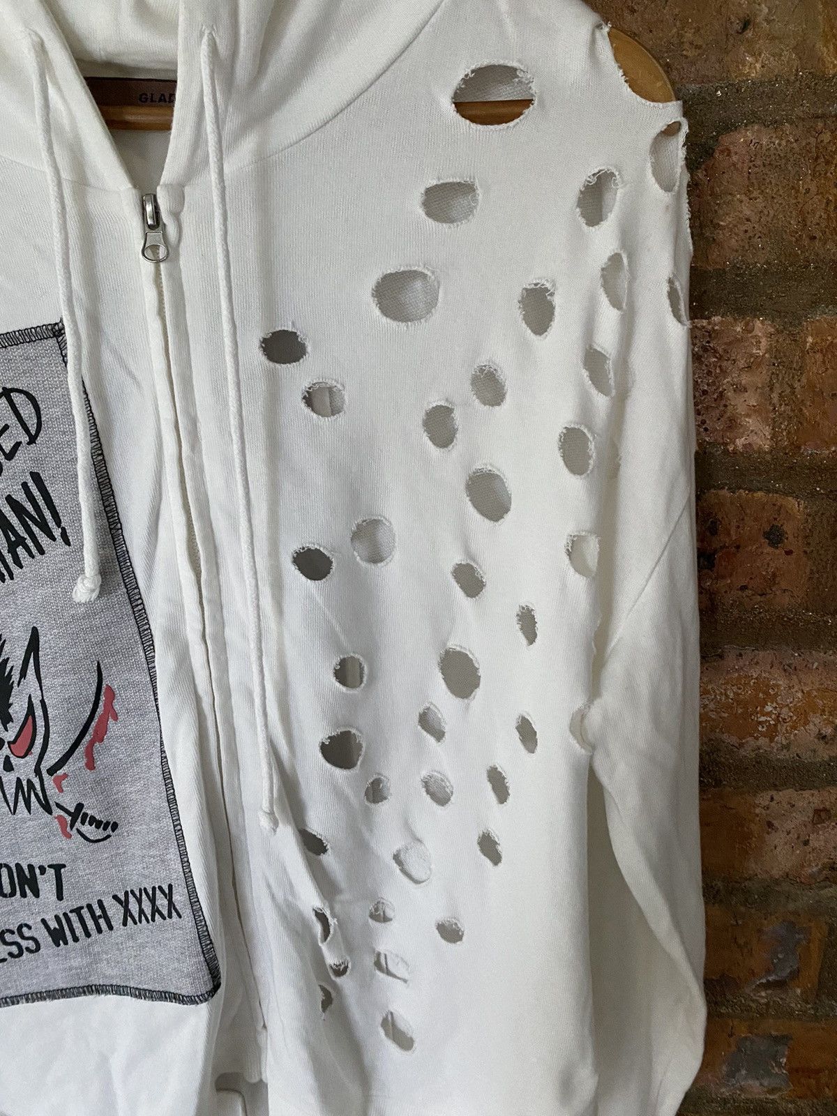 Japanese Brand Glad News japan “O” distressed mesh back hoodie Size US M / EU 48-50 / 2 - 8 Thumbnail