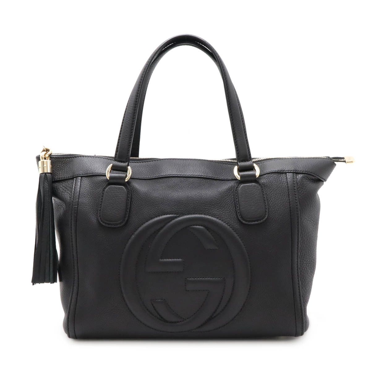 Gucci Gucci Soho Interlocking G Leather Tote Bag Leather Tote Bag 282307 in Black, Women's