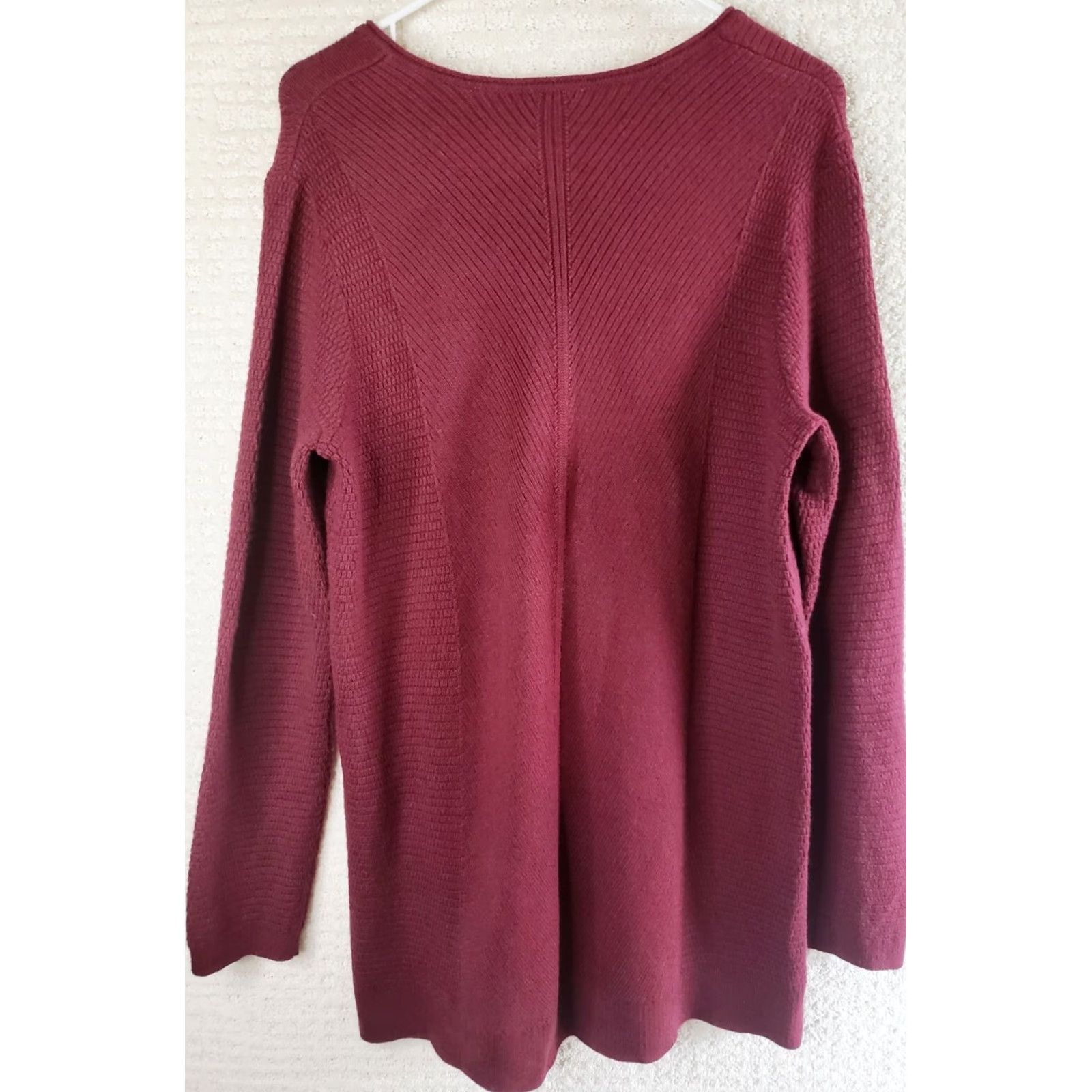 J. Jill J. Jill Women's Cardigan Sweater Tunic Length Burgundy V-Neck Long Sleeve Small XS? Size S / US 4 / IT 40 - 5 Thumbnail