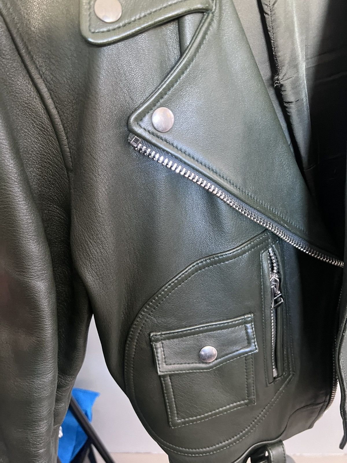 Acne Studios ACNE STUDIOS - Dark Green Moto Biker Jacket Size US S / EU 44-46 / 1 - 9 Thumbnail