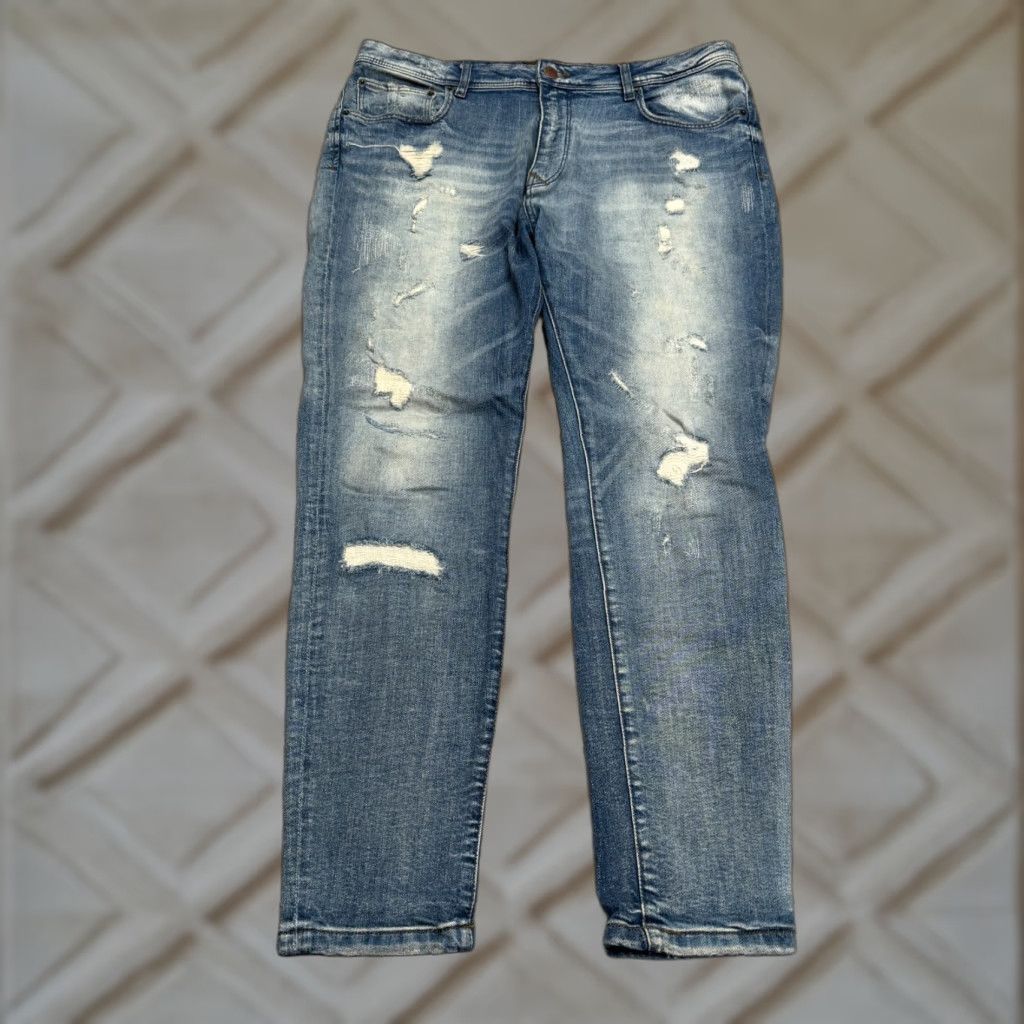 Zara VINTAGE Zara Man Original Denim Jeans Mens 36 Blue Distressed Stretch Tapered Jeans Size US 36 / EU 52 - 1 Thumbnail