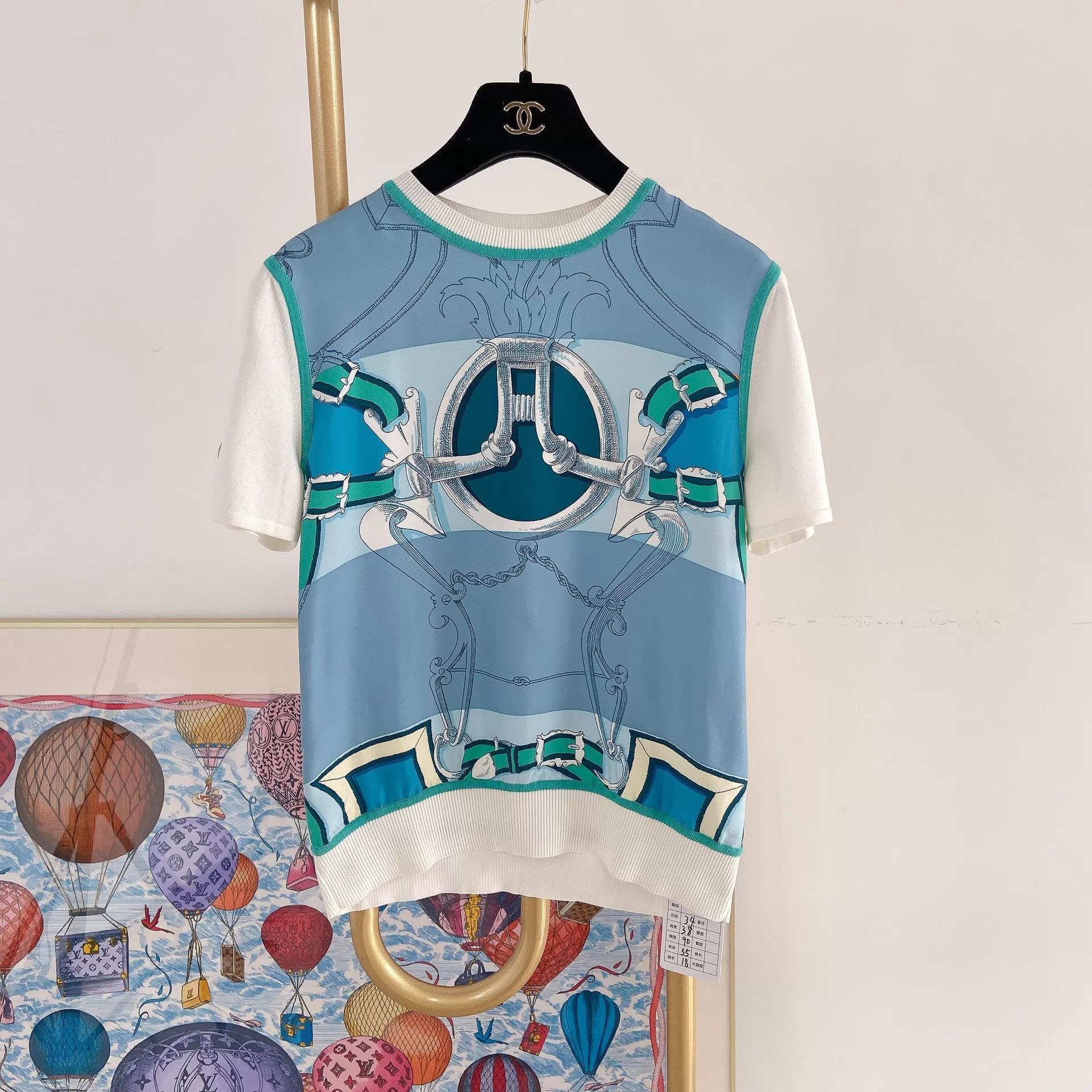 Hermes Hermes blue silk T-shirt 34 Size XS / US 0-2 / IT 36-38 - 1 Thumbnail